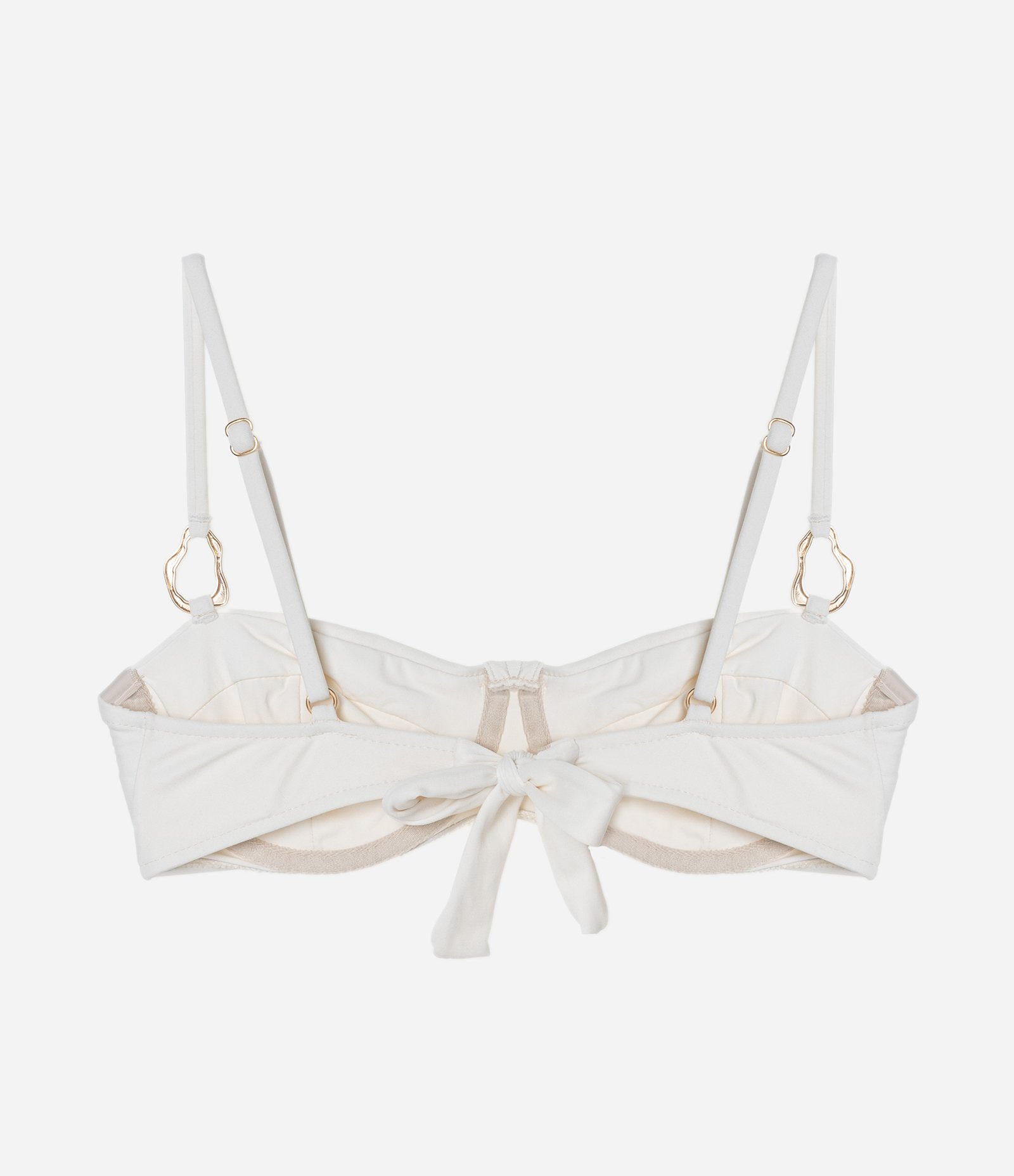 Top Biquíni Meia Taça Com Aviamento Dourado Branco 2