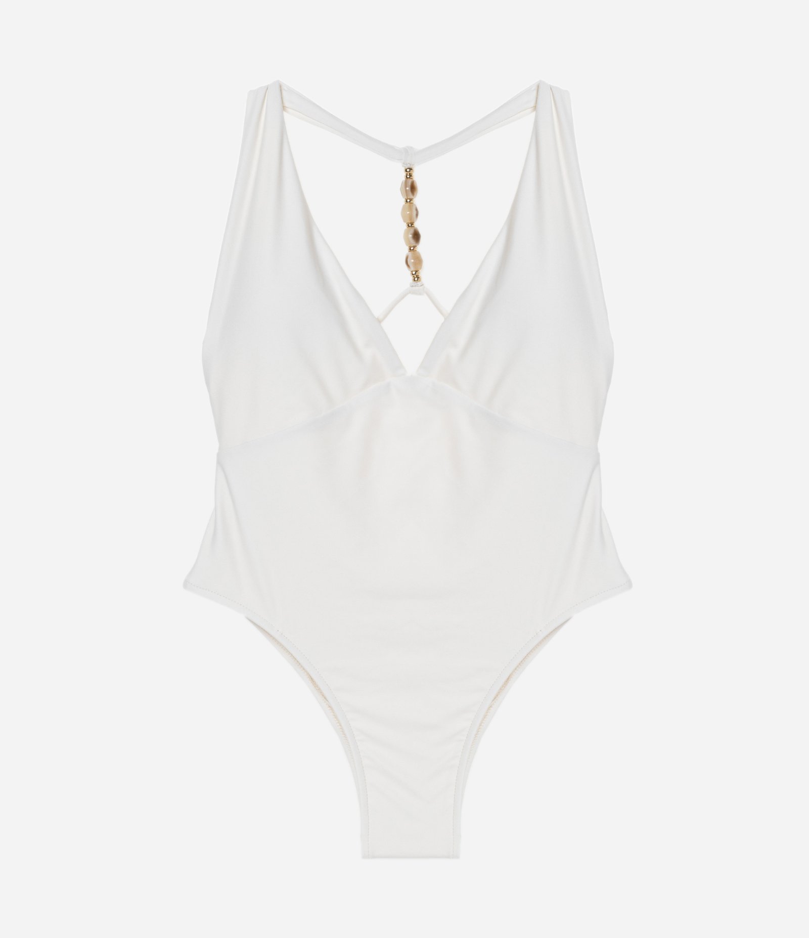 Maiô Halter Neck em Microfibra com Aviamento no Pescoço Branco 1