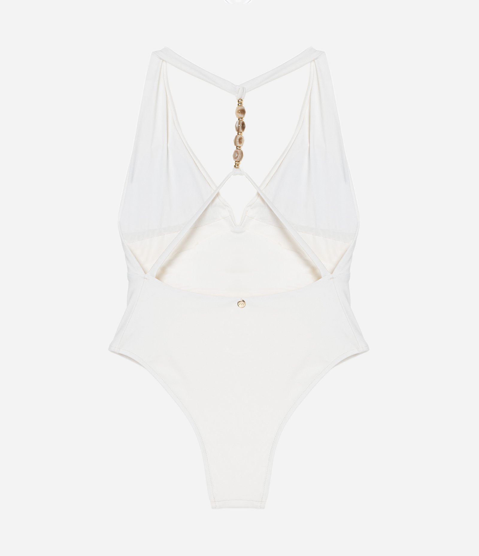 Maiô Halter Neck em Microfibra com Aviamento no Pescoço Branco 2