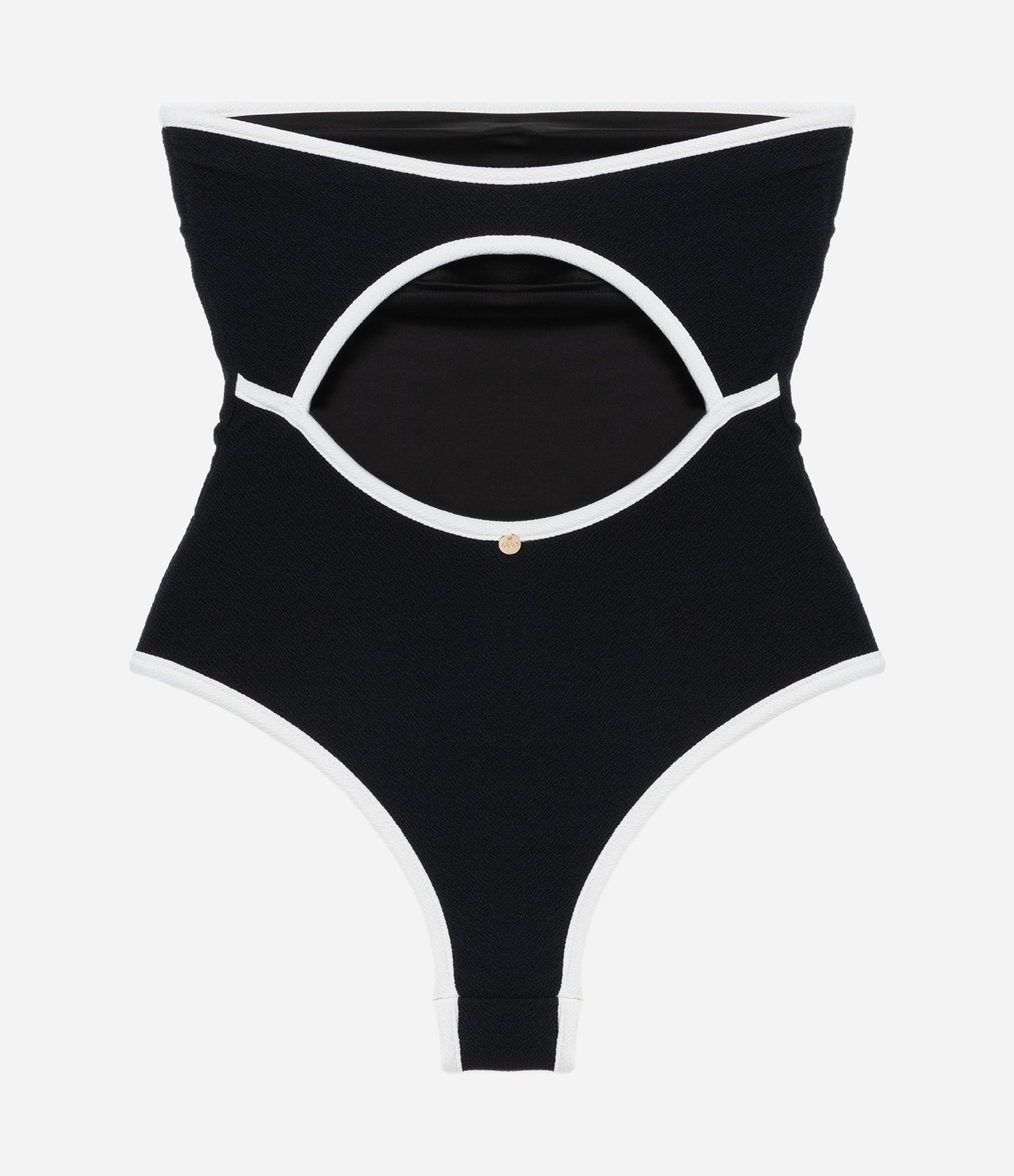 Maiô Tomara que Caia Texturizado com Viés Contrastante e Recorte nas Costas Preto 5