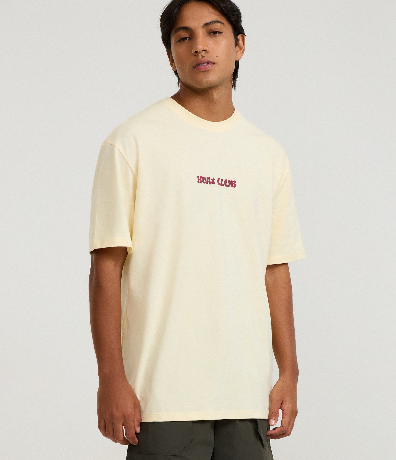 Camiseta Relaxed em Algodão com Estampa Praia Heat Club Bege 1