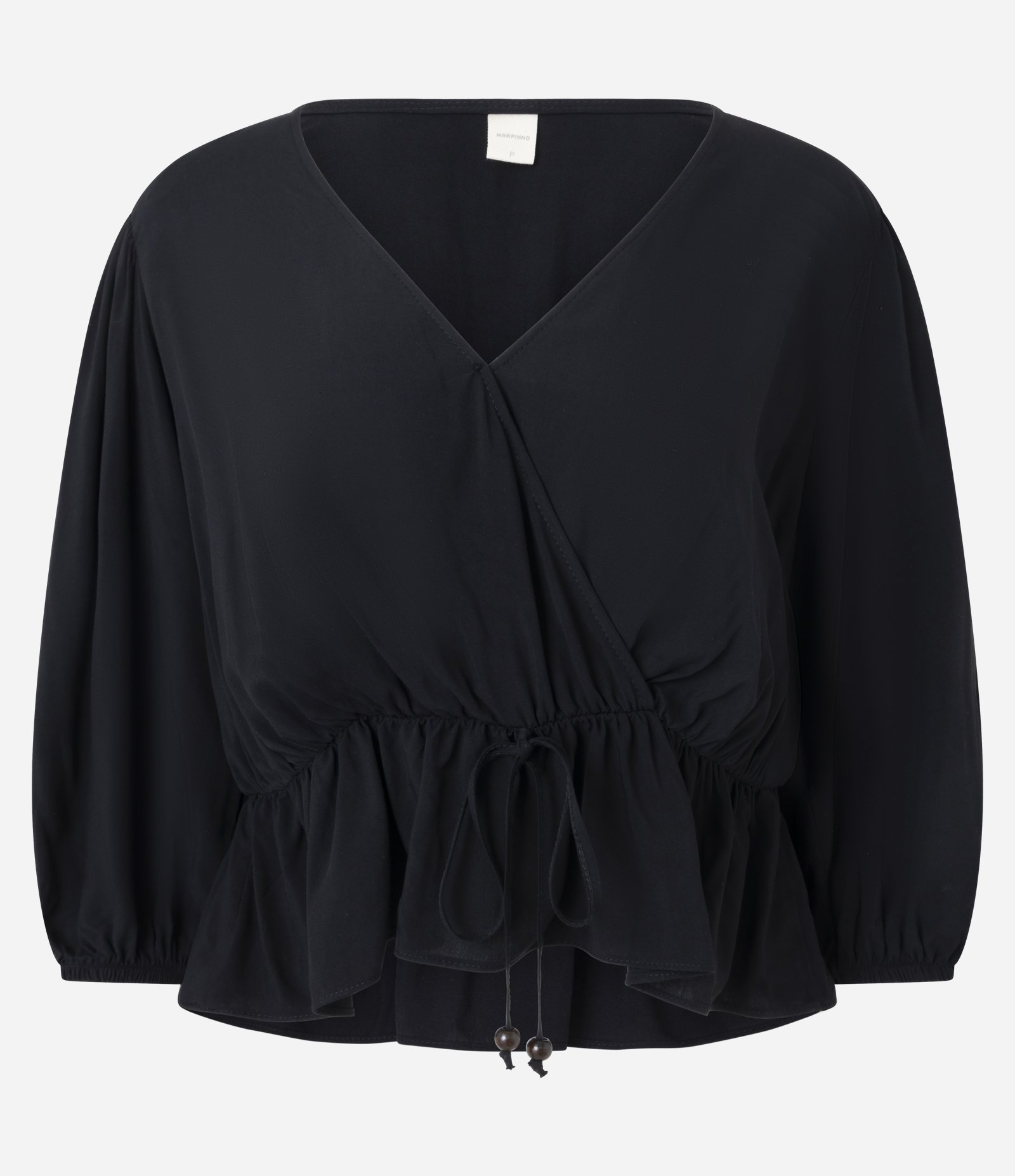 Blusa Peplum em Viscose com Decote V Transpassado Preto 5