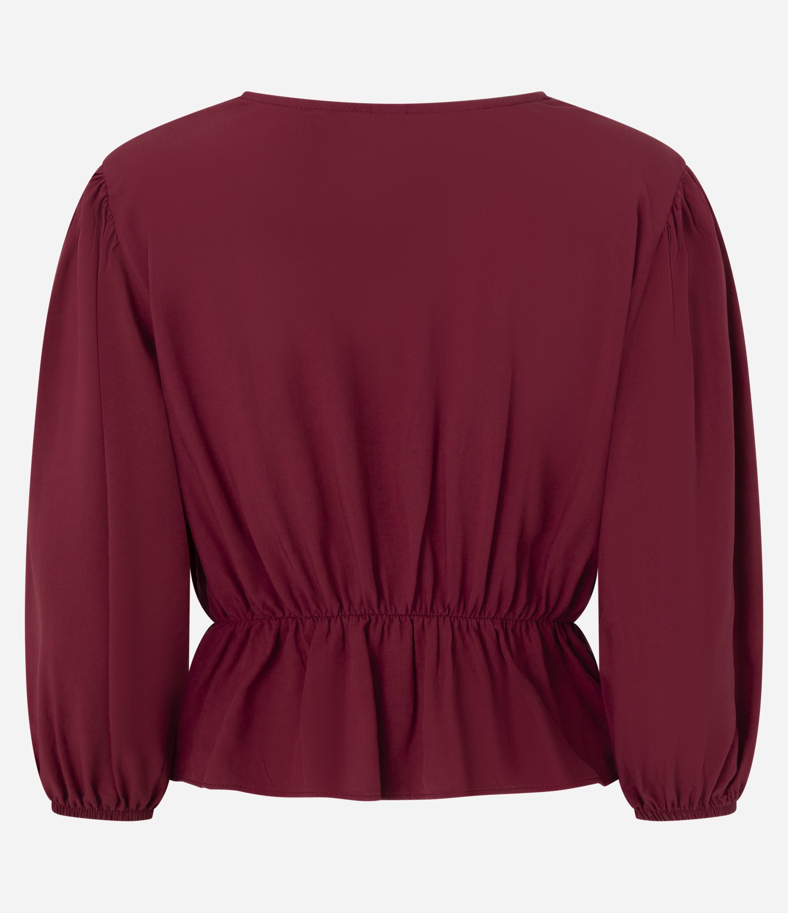 Blusa Peplum em Viscose com Decote V Transpassado Bordô 6