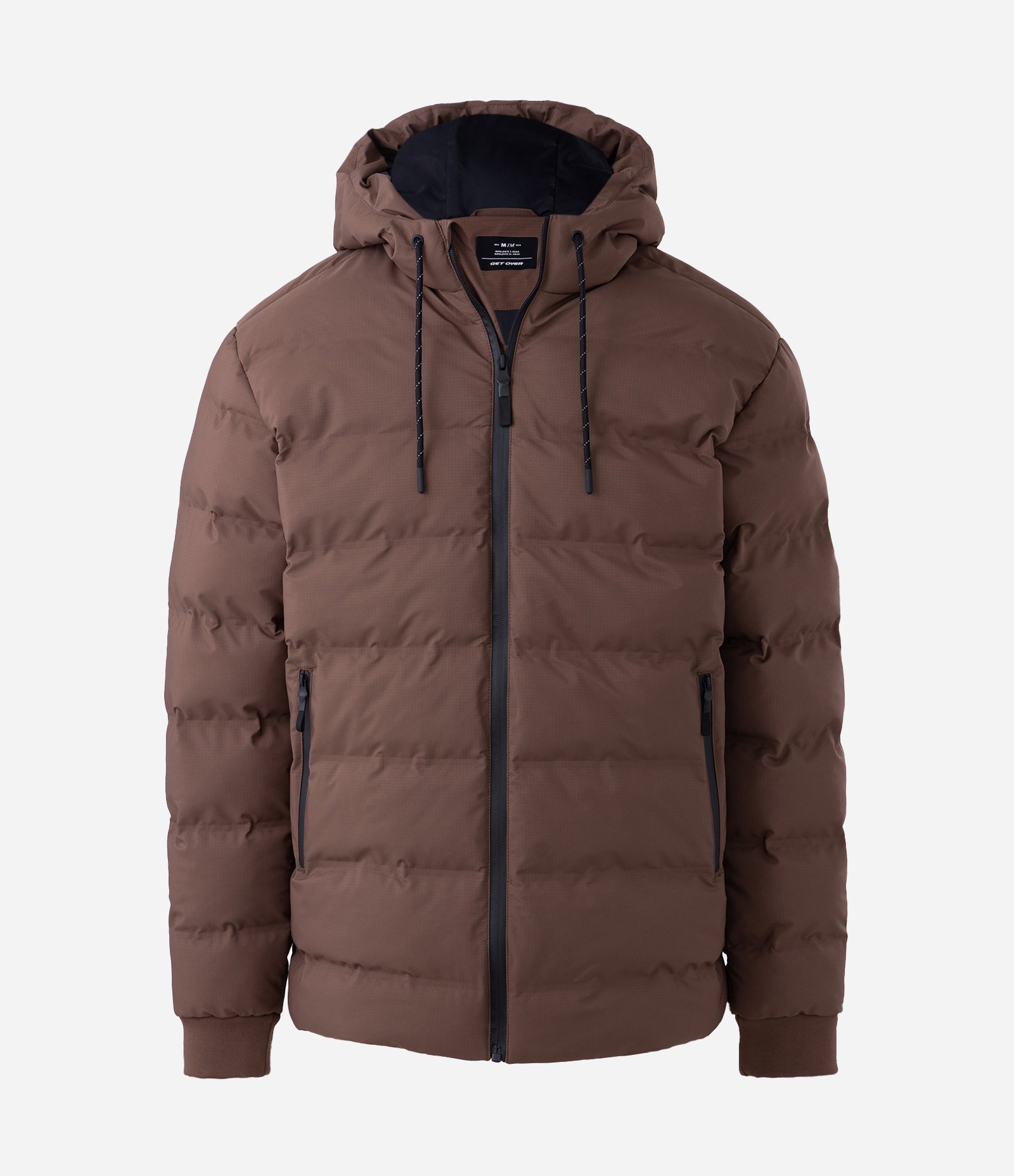 Jaqueta Puffer Esportiva sem Costura com Capuz Marrom 5