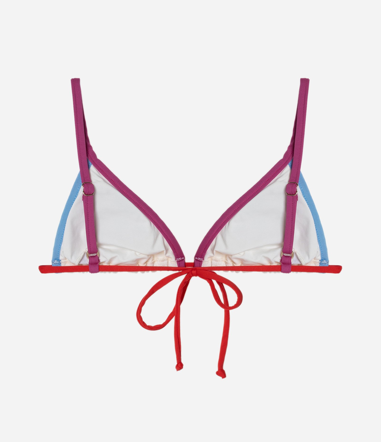 Biquini Top Cortininha em Microfibra Texturizada com Viés Coloridos Branco 2