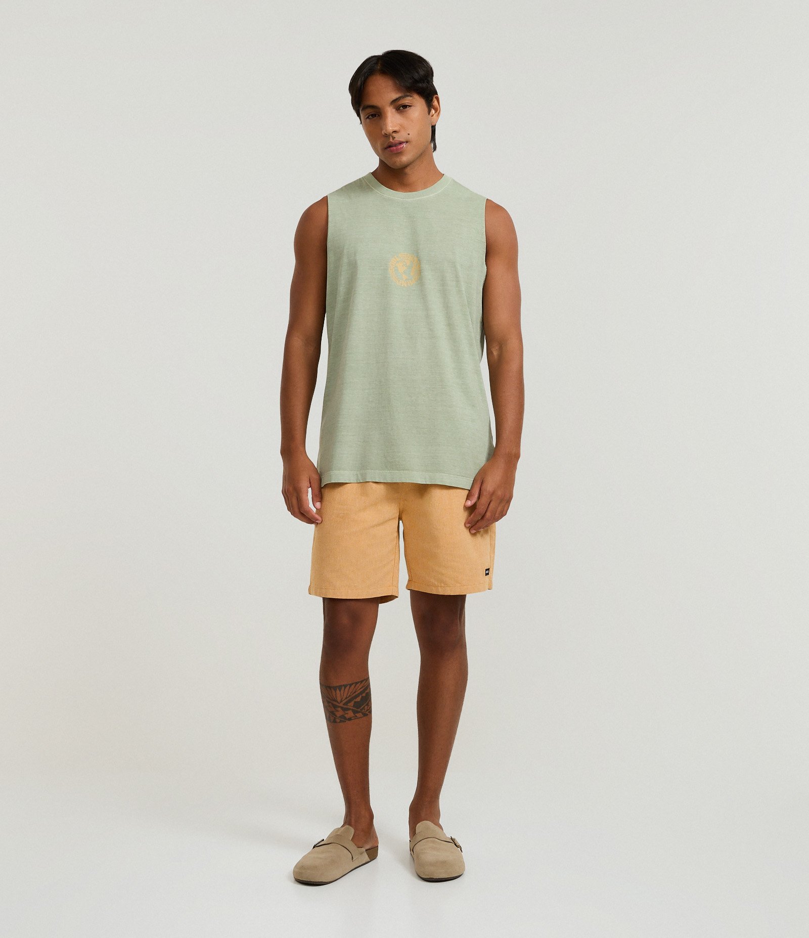 Regata Comfort em Algodão Estonada com Estampa Lettering Soul Body Mind Verde 2