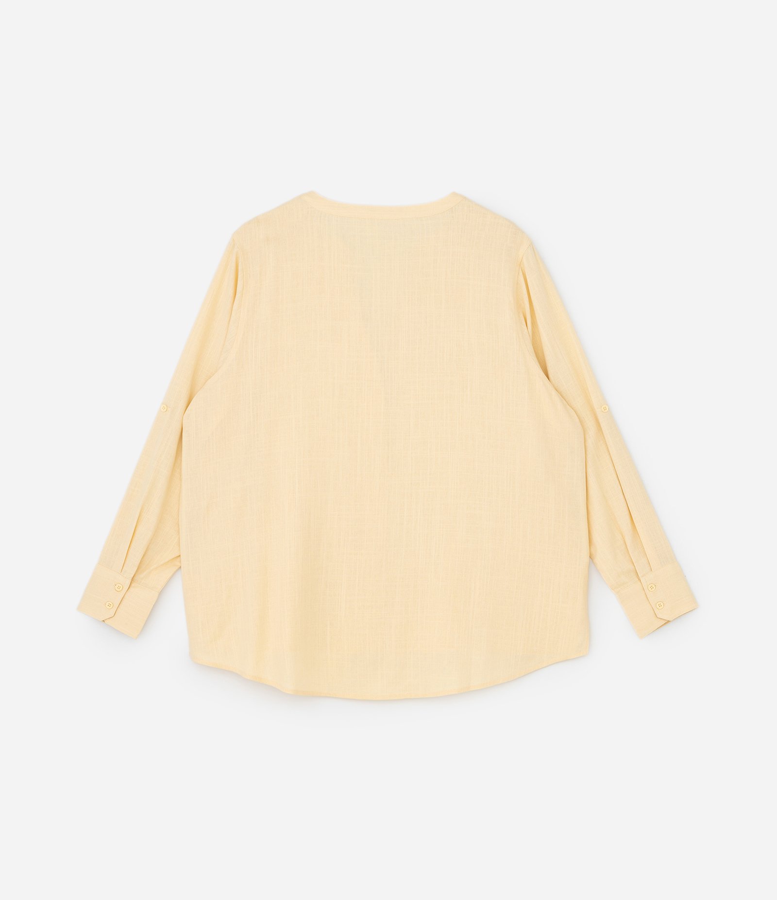 Camisa em Viscose e Linho com Gola Padre Curve & Plus Size Amarelo 5