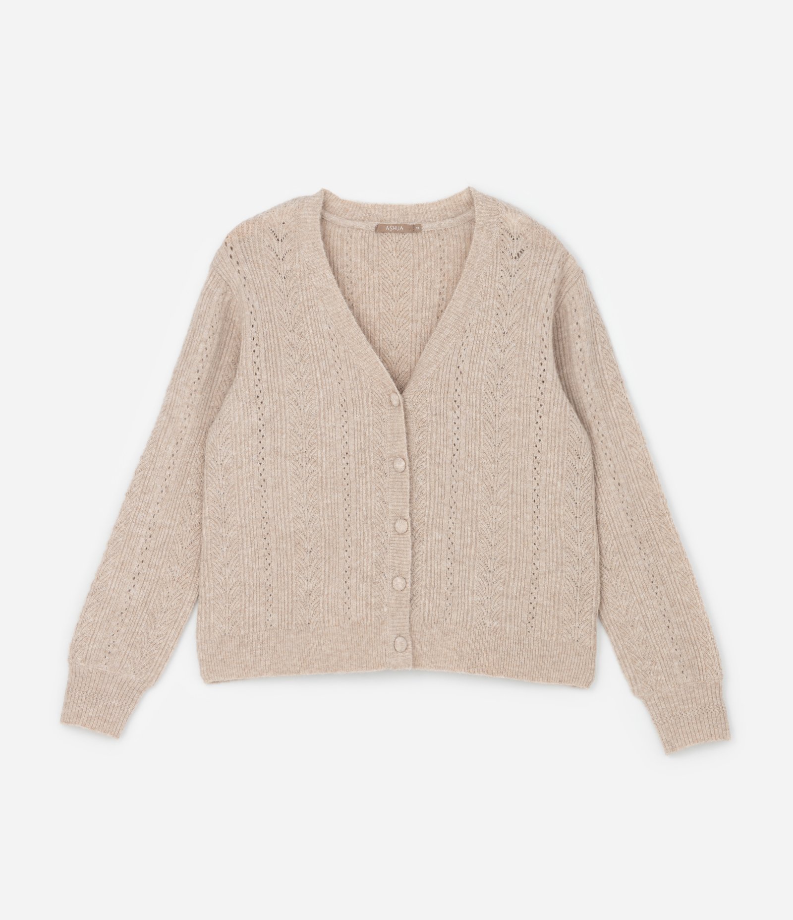 Cardigan Curto e Amplo em Tricô Curve & Plus Size Bege 1