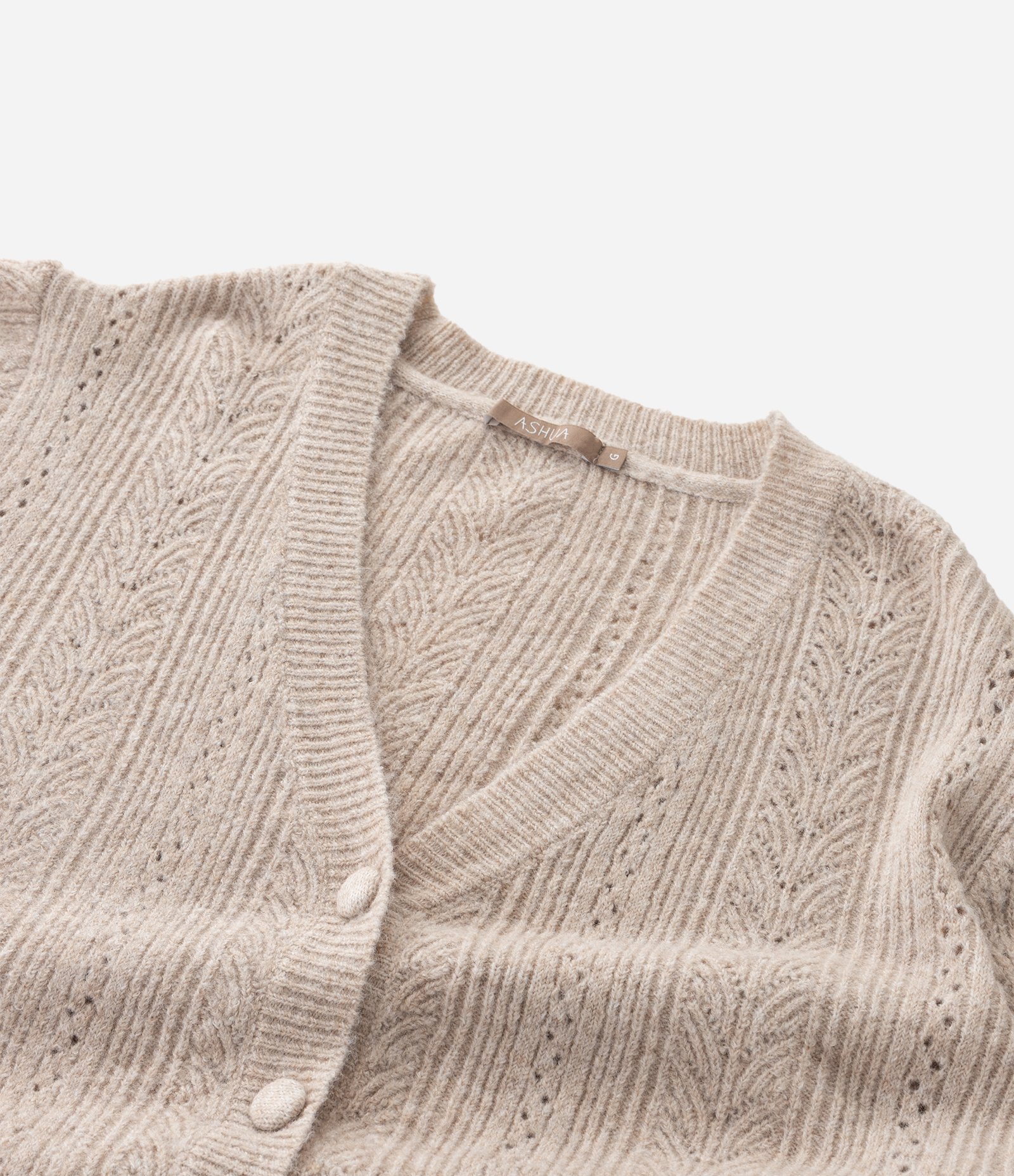 Cardigan Curto e Amplo em Tricô Curve & Plus Size Bege 2