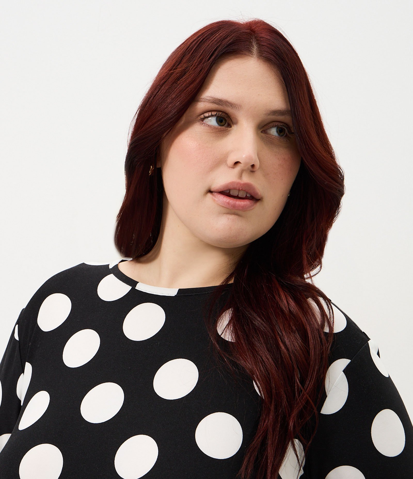 Pijama Longo Peach Touch com Estampa Poá Curve & Plus Size Branco/Preto 3