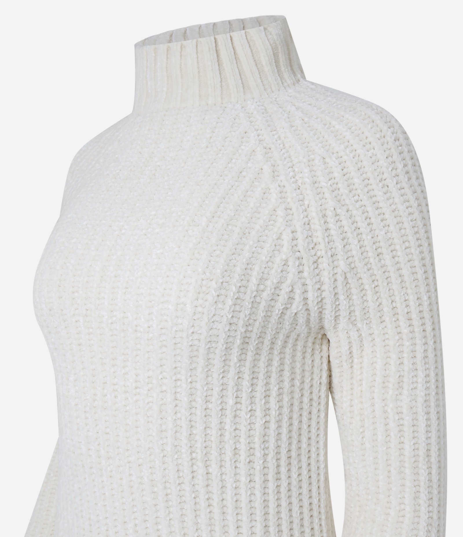 Blusão Gola Alta em Tricô Branco 3