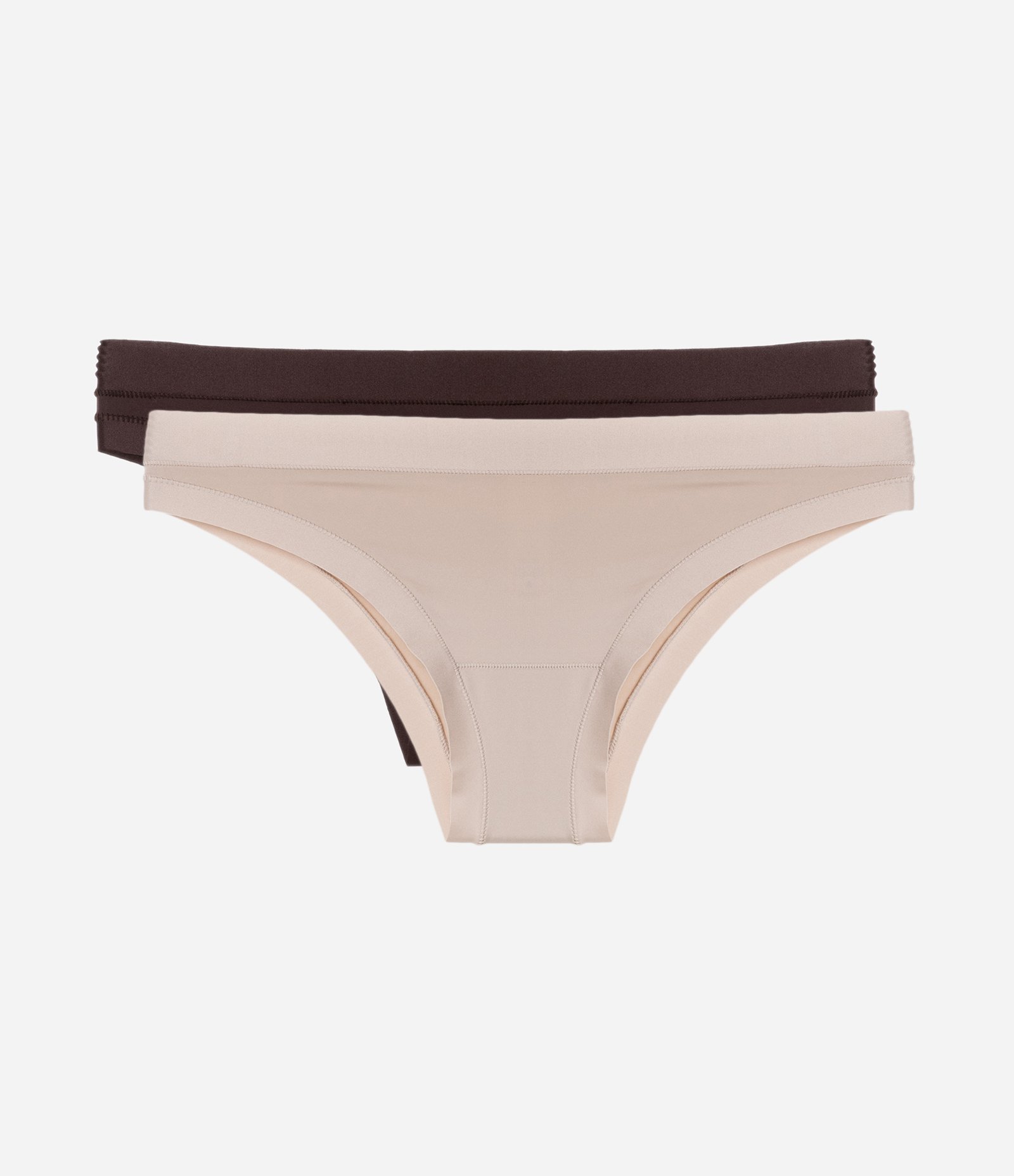 Kit 02 Calcinhas Biquíni em Microfibra Marrom/Bege 1