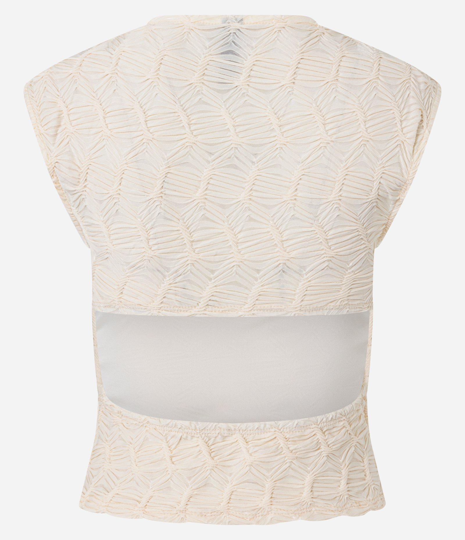 Blusa Texturizada com Abertura nas Costas Bege 5