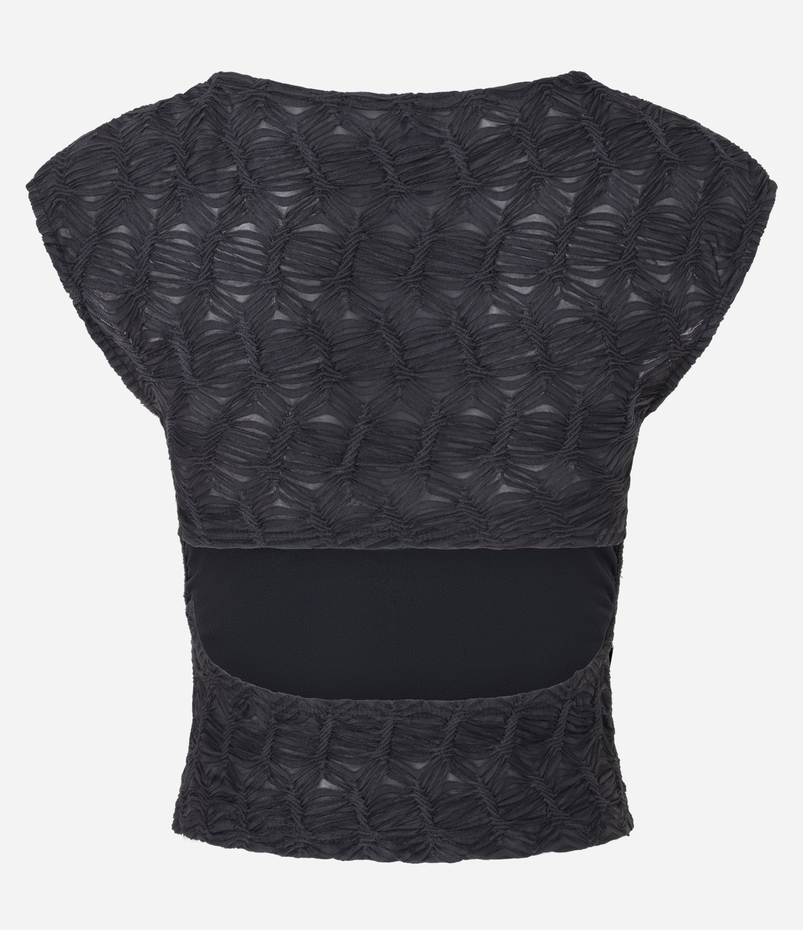 Blusa Texturizada com Abertura nas Costas Preto 7