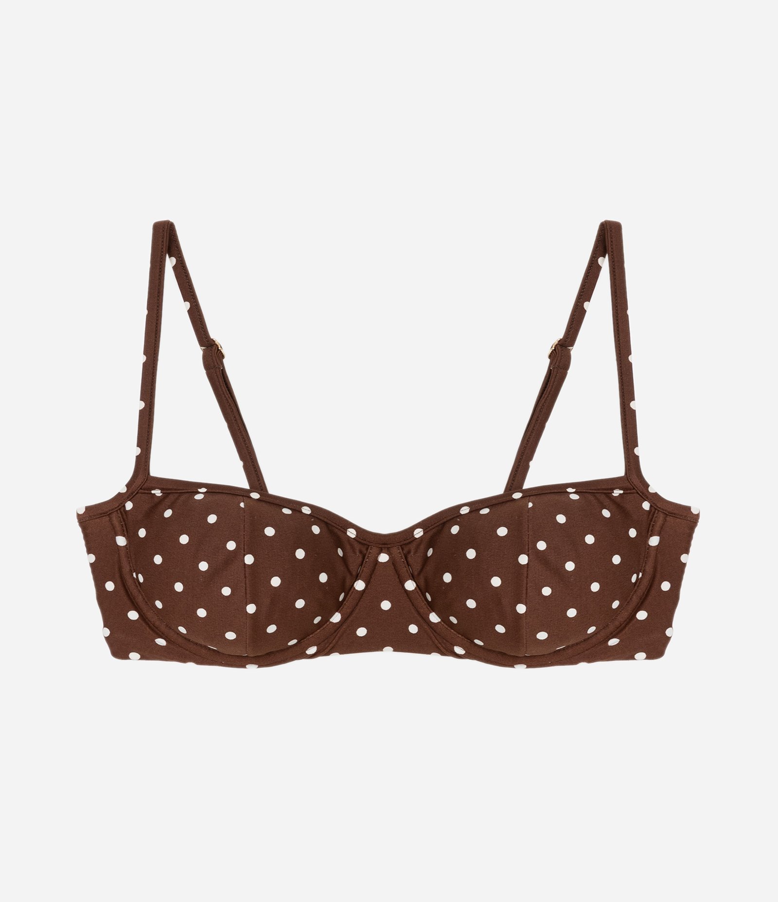 Biquíni Top Meia Taça em Microfibra com Estampa Poá Marrom 4