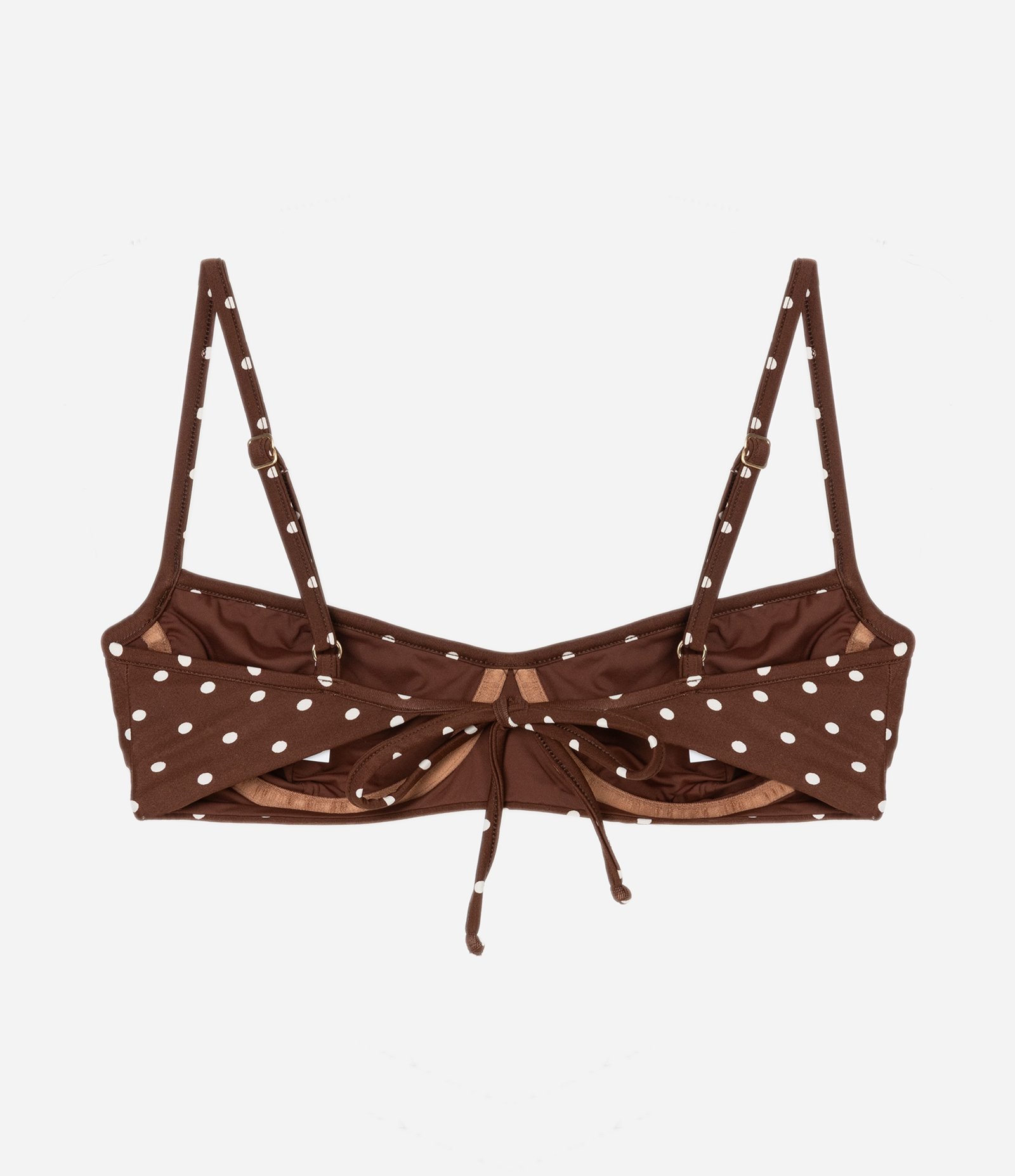 Biquíni Top Meia Taça em Microfibra com Estampa Poá Marrom 5