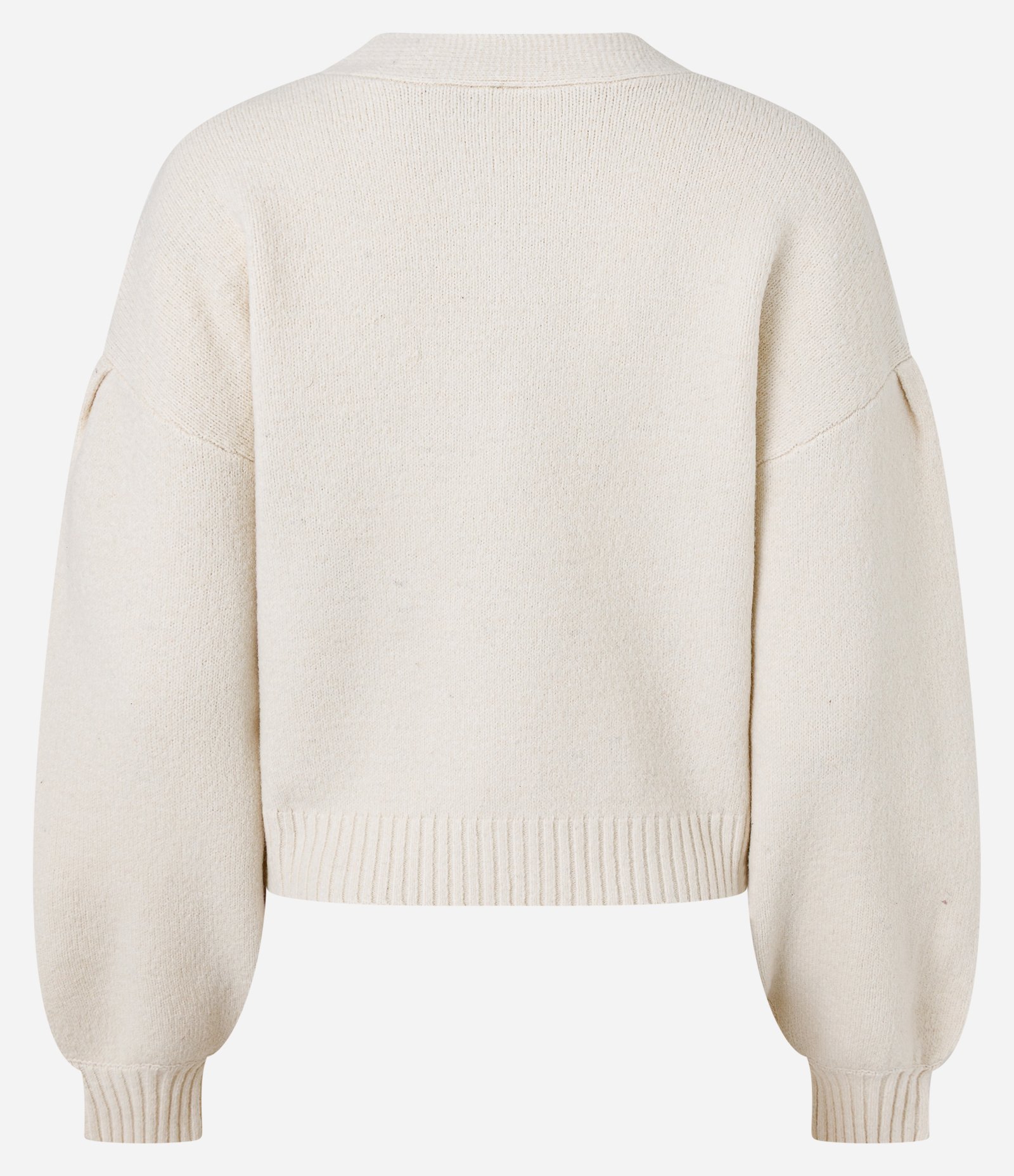 Cardigan Curto em Tricô com Decote V e Botões Frontais Off White 7