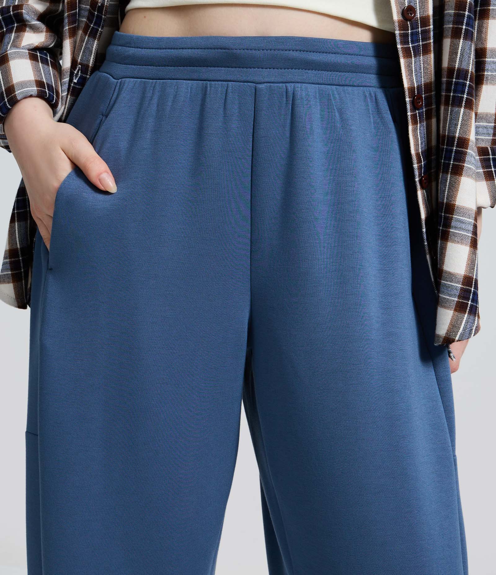 Calça em Modal com Cós Elástico e Amarração Azul 3