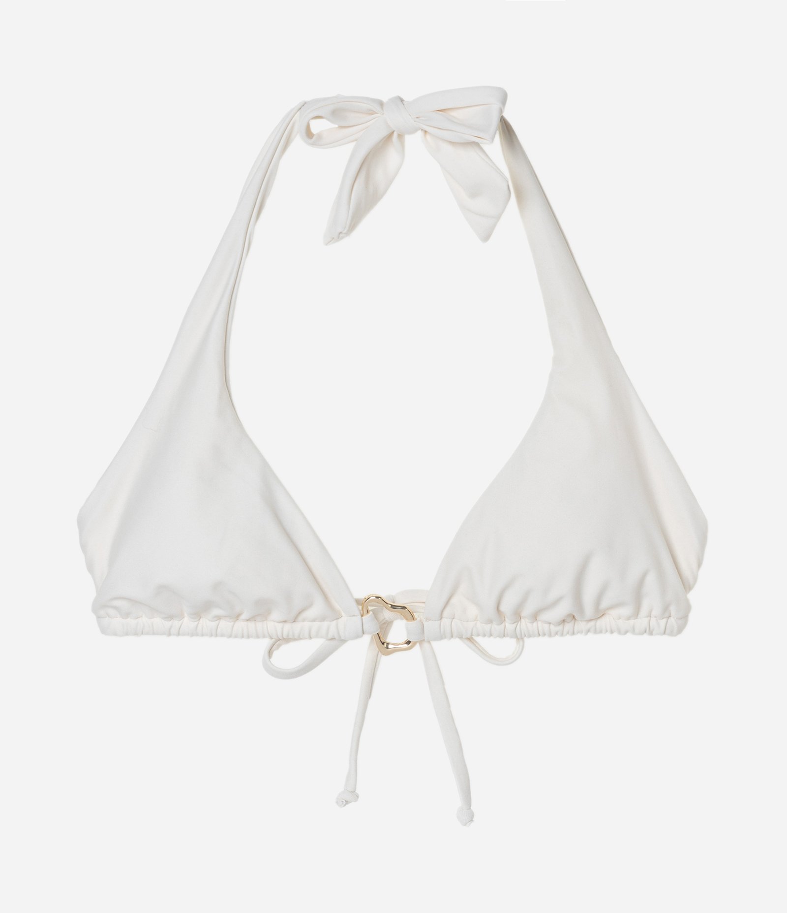 Top Biquíni Em Cortininha Alongado Com Aviamento Dourado Branco 1