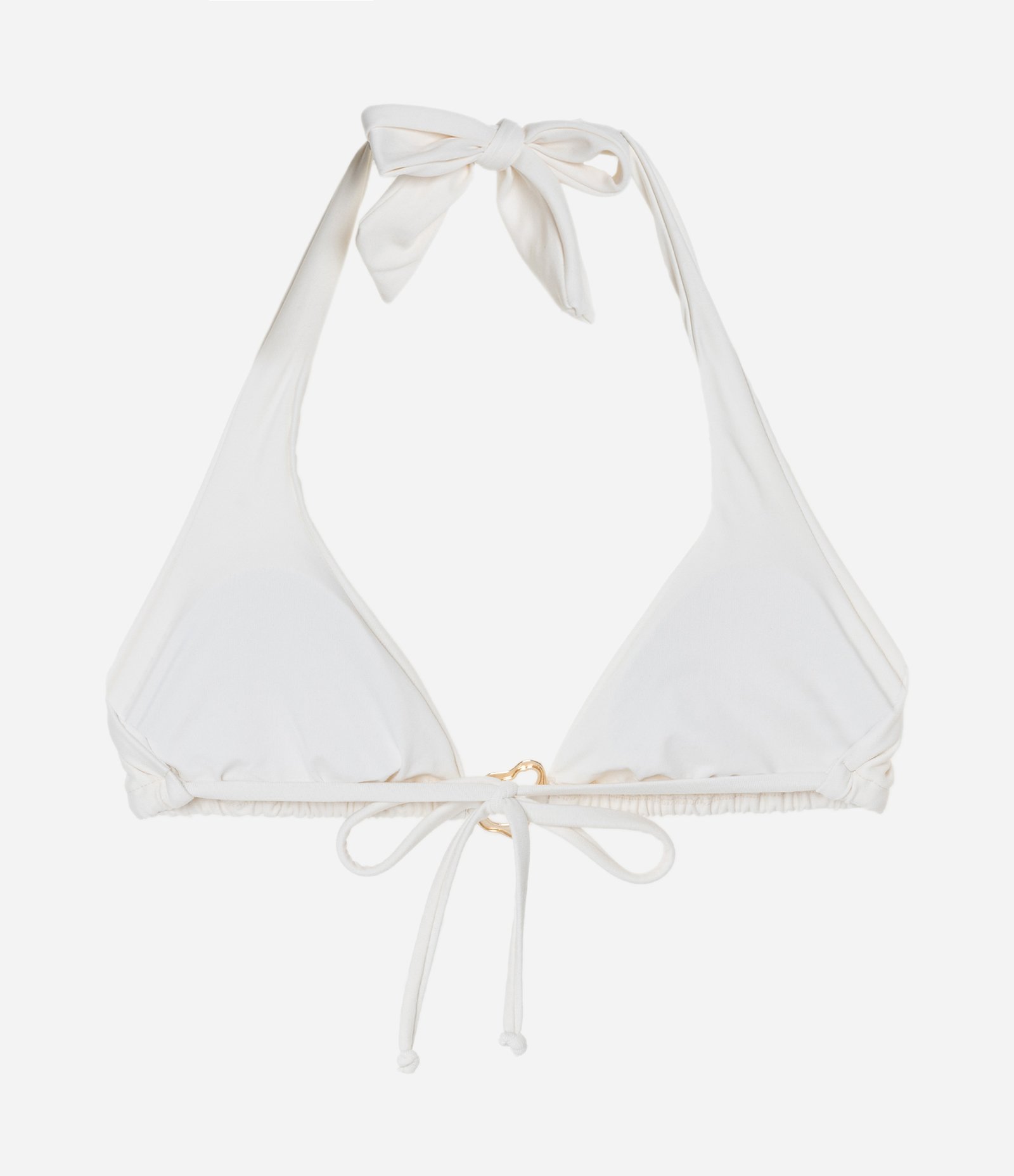 Top Biquíni Em Cortininha Alongado Com Aviamento Dourado Branco 2