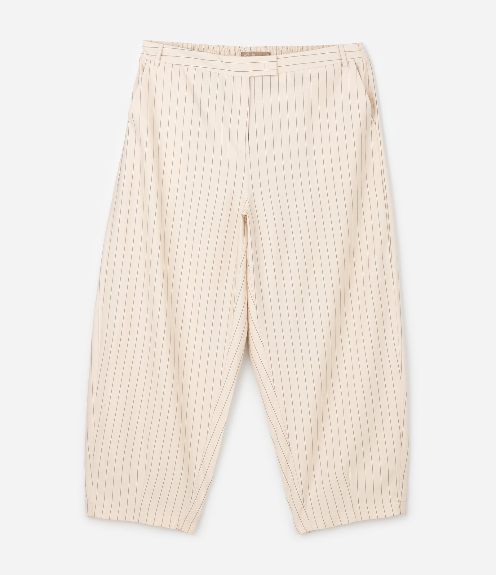 Calça Balloon Alfaiatada com Listras Curve & Plus Size Bege 5