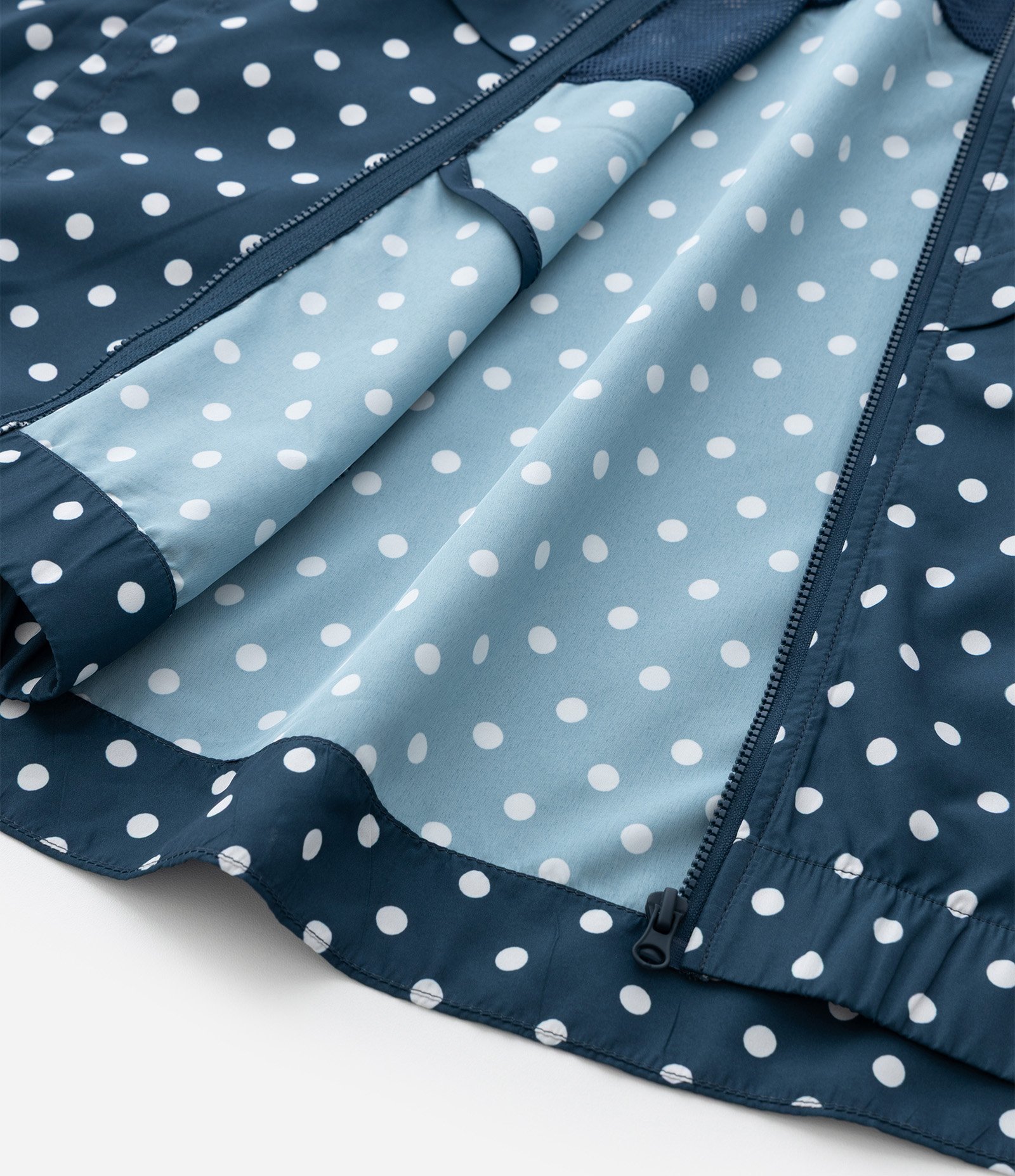 Jaqueta Esportiva Corta Vento com Capuz Estampa Poá Azul 8