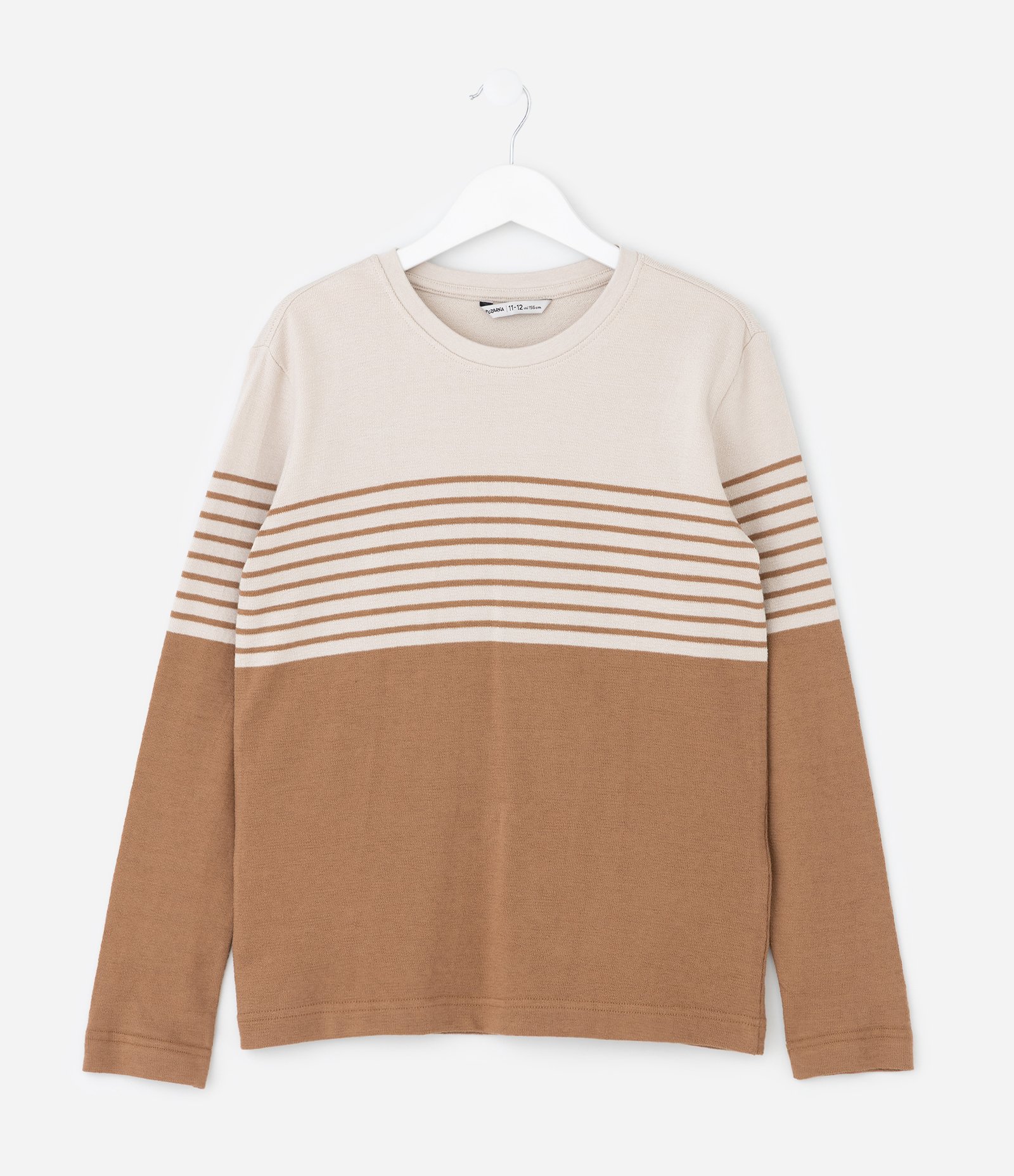 Camiseta Infantil com Listras e Bloco de Cor – Tam 5 a 14 Anos Marrom 1