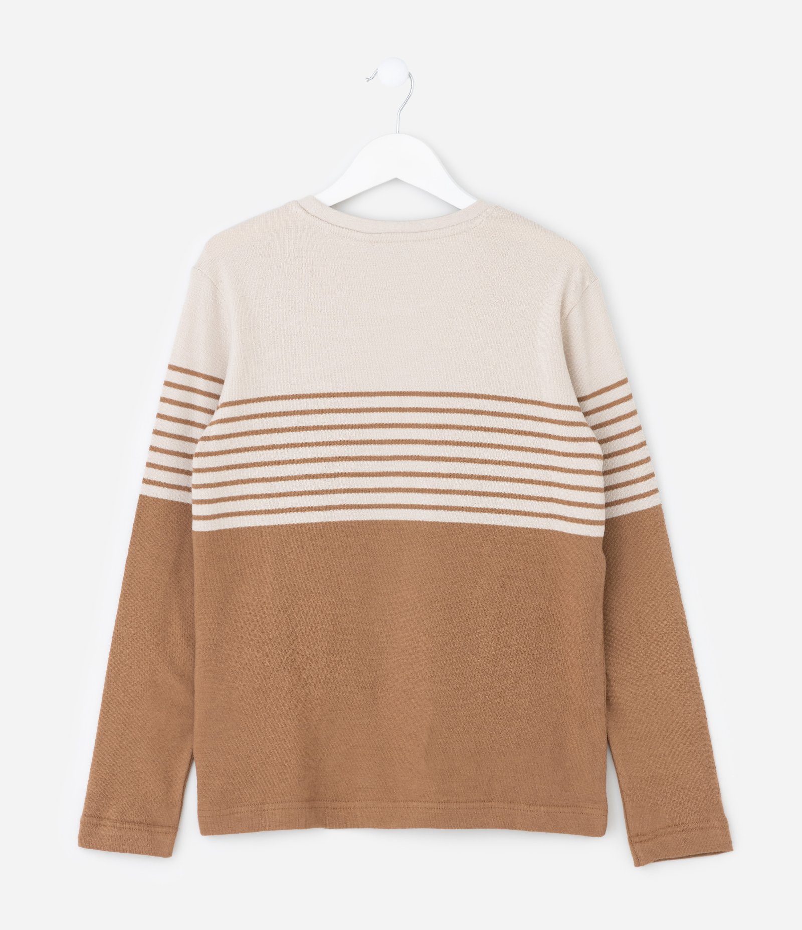 Camiseta Infantil com Listras e Bloco de Cor – Tam 5 a 14 Anos Marrom 2