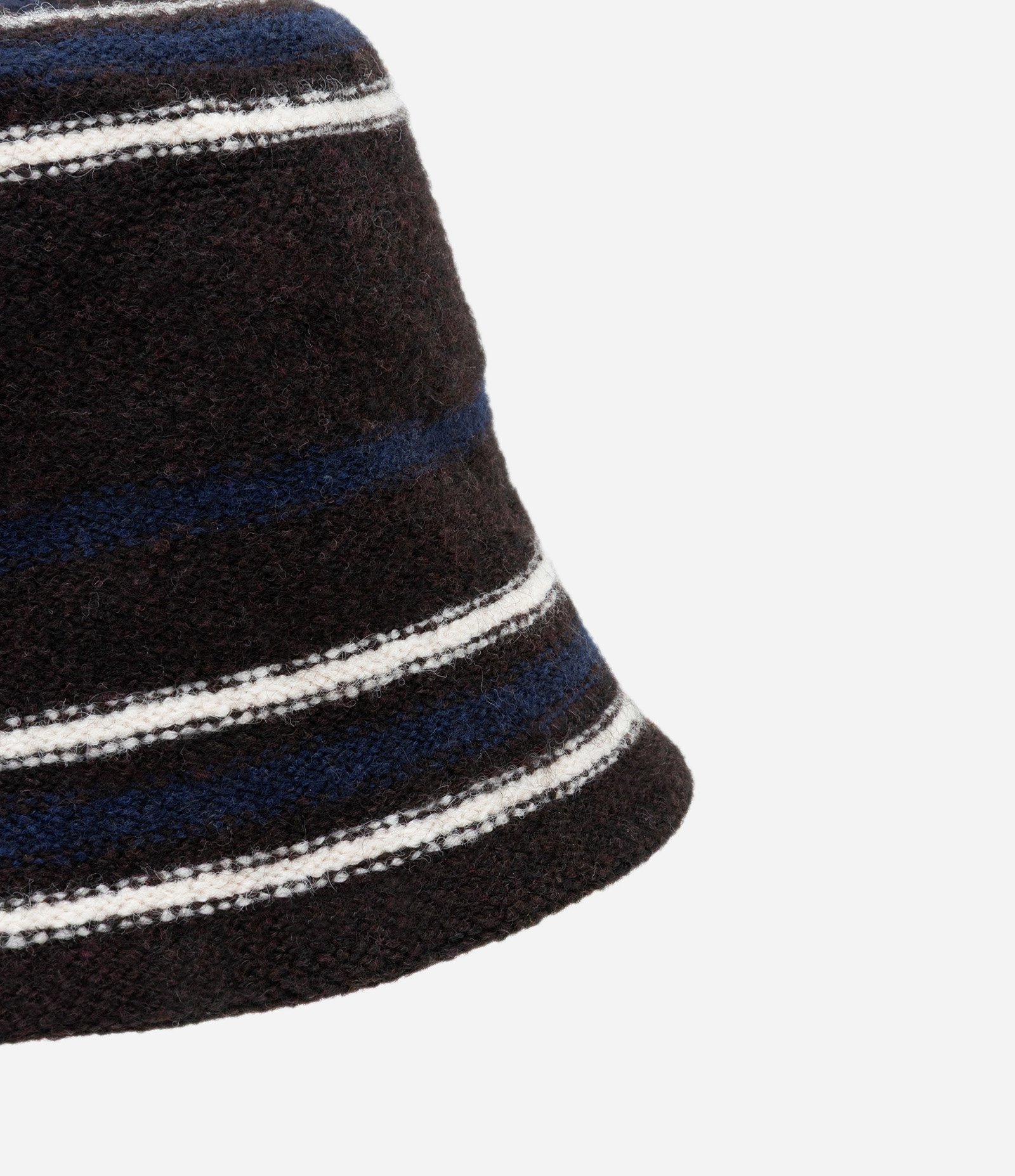 Chapéu Bucket em Tricô Listrado Marrom 2