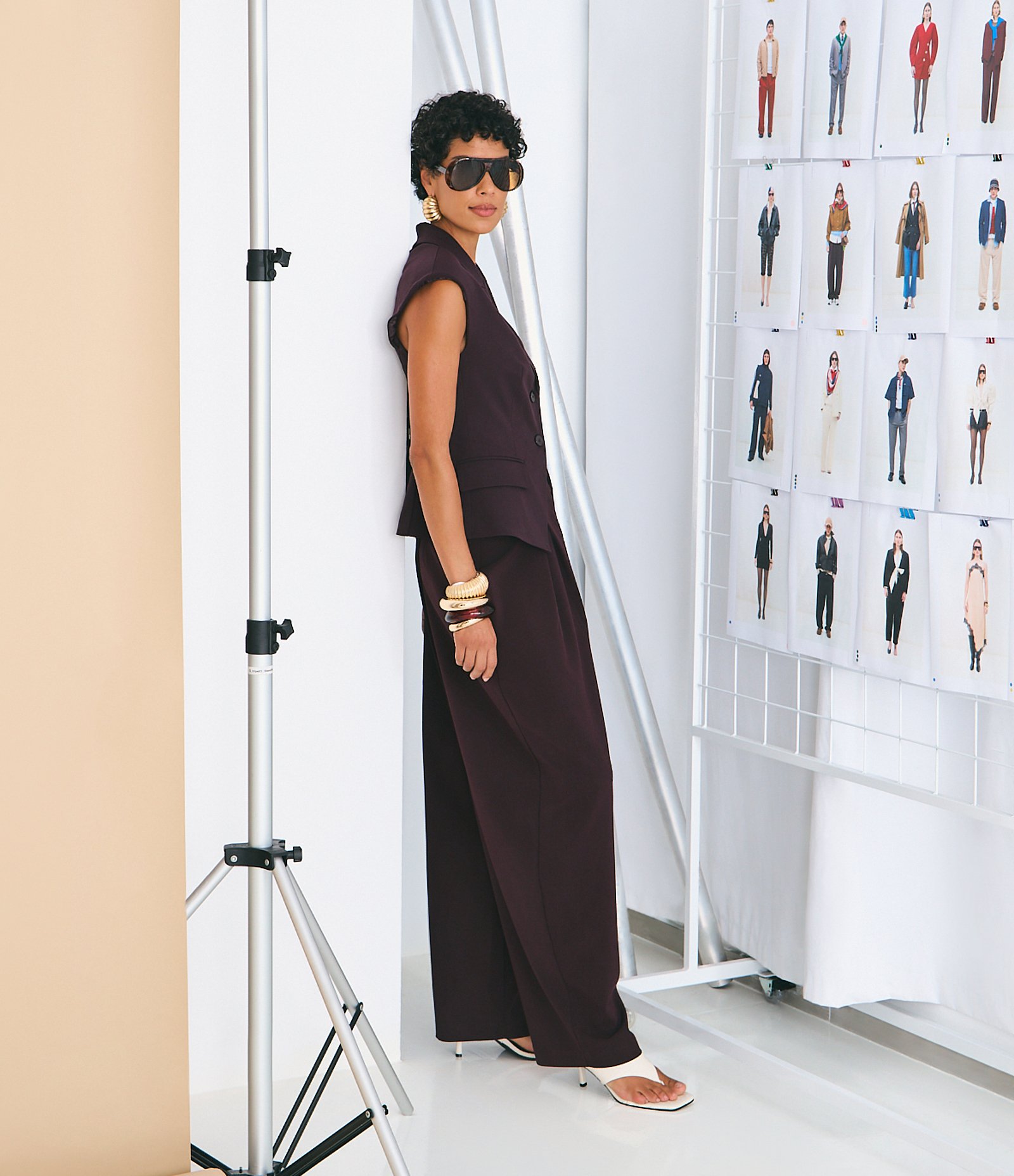 Colete Hourglass em Alfaiataria com Bolsos Frontais Roxo 2