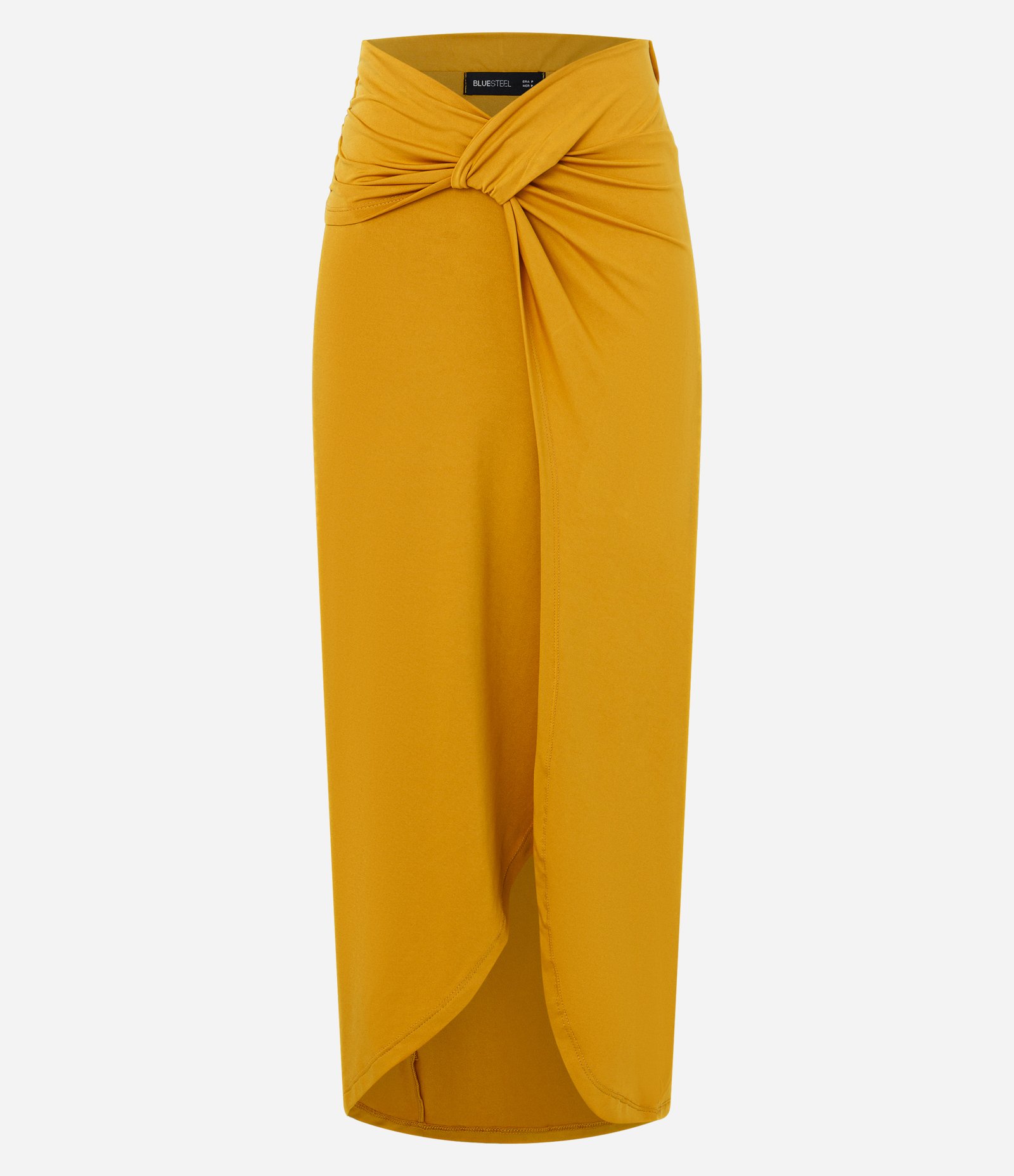 Saia New Midi em Jersey com Transpassado na Cintura Dourado 5