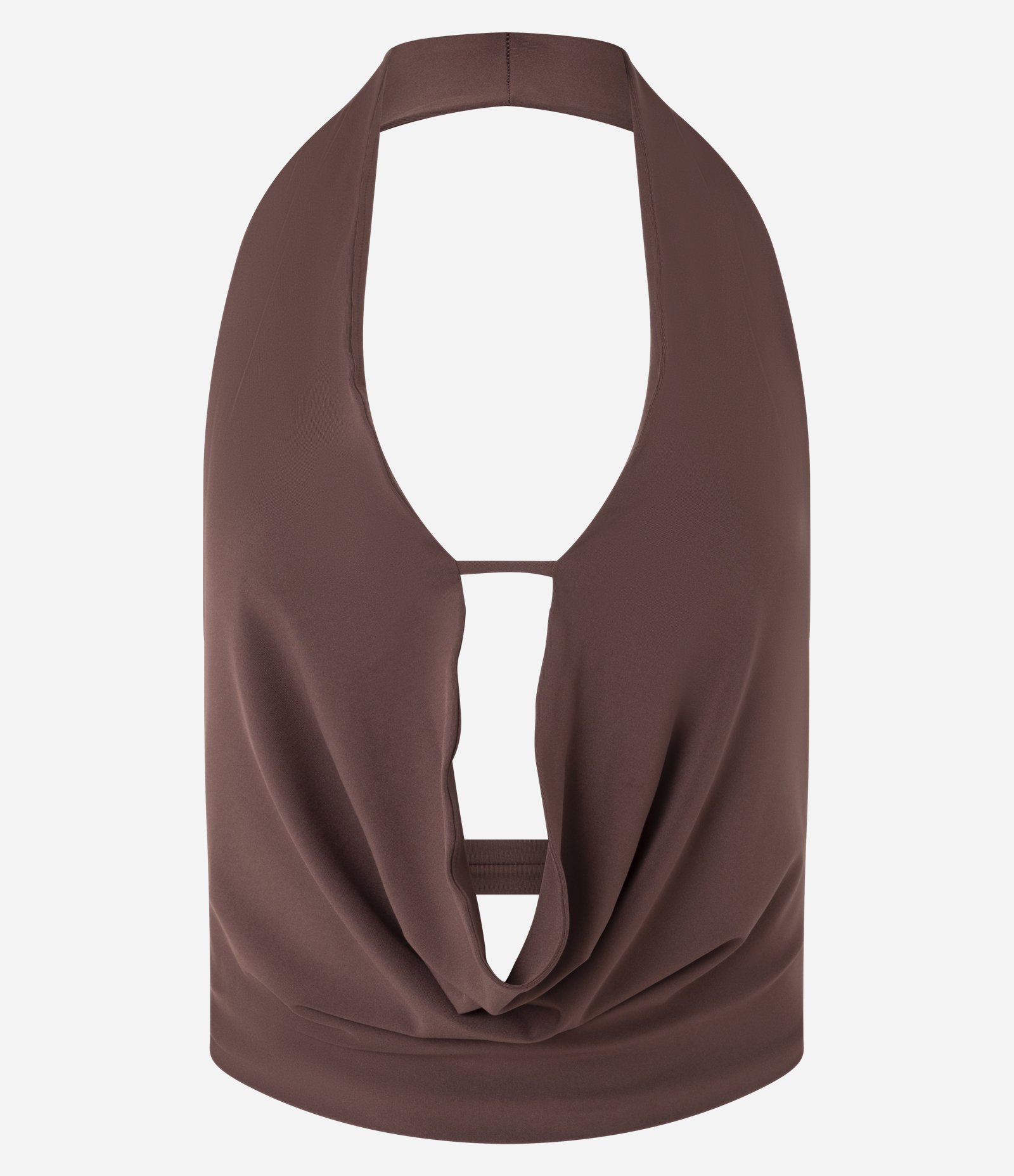 Blusa Frente Única em Microfibra com Decote Profundo Marrom 4