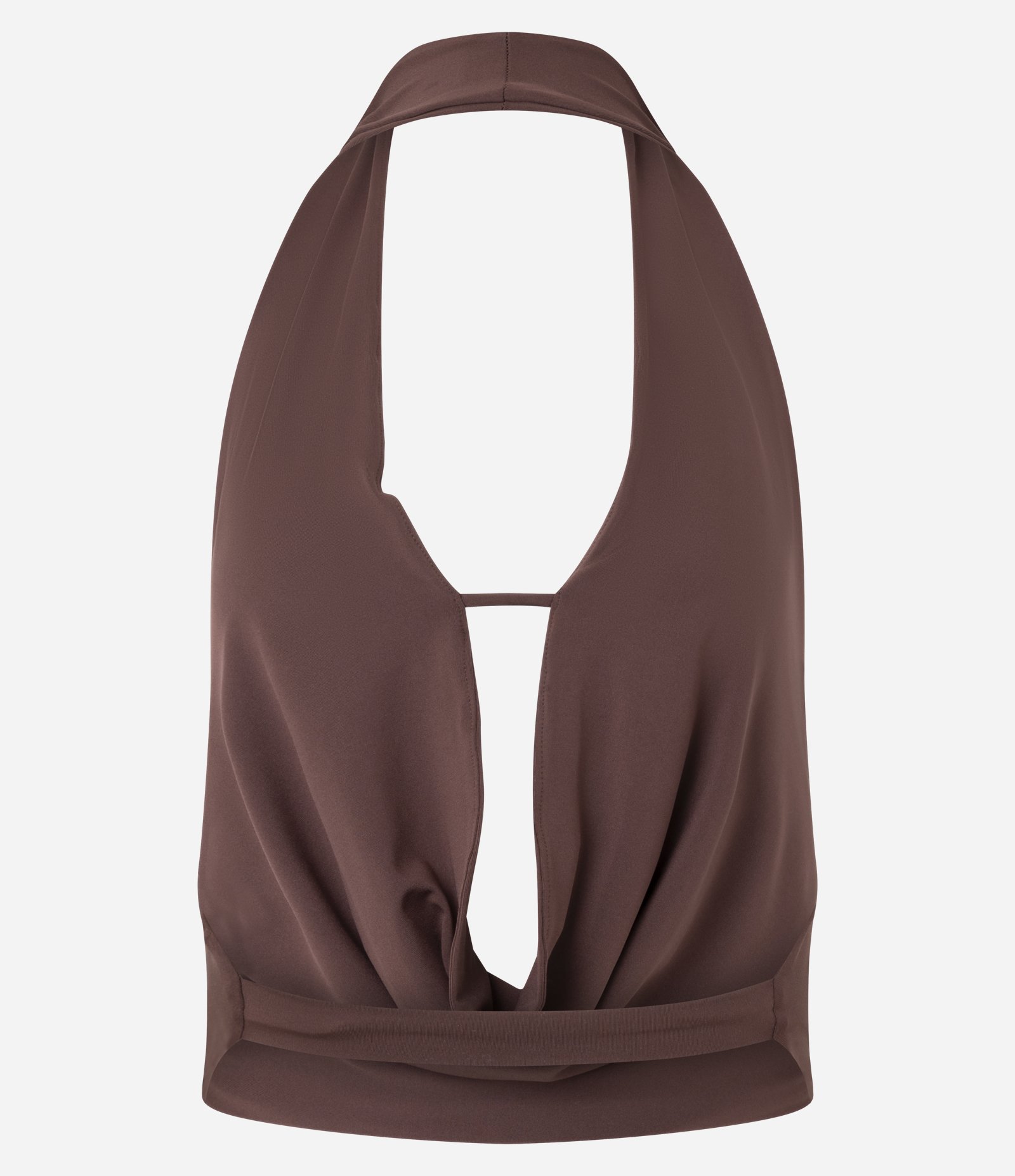 Blusa Frente Única em Microfibra com Decote Profundo Marrom 5