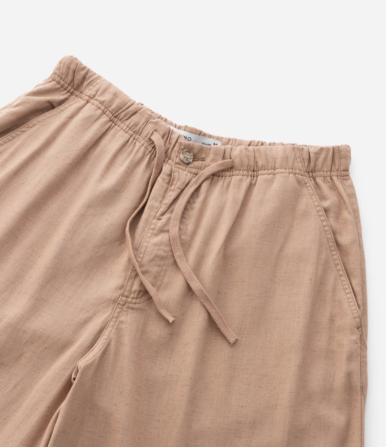 Calça Balloon em Viscolinho com Cós Elástico Bege 7