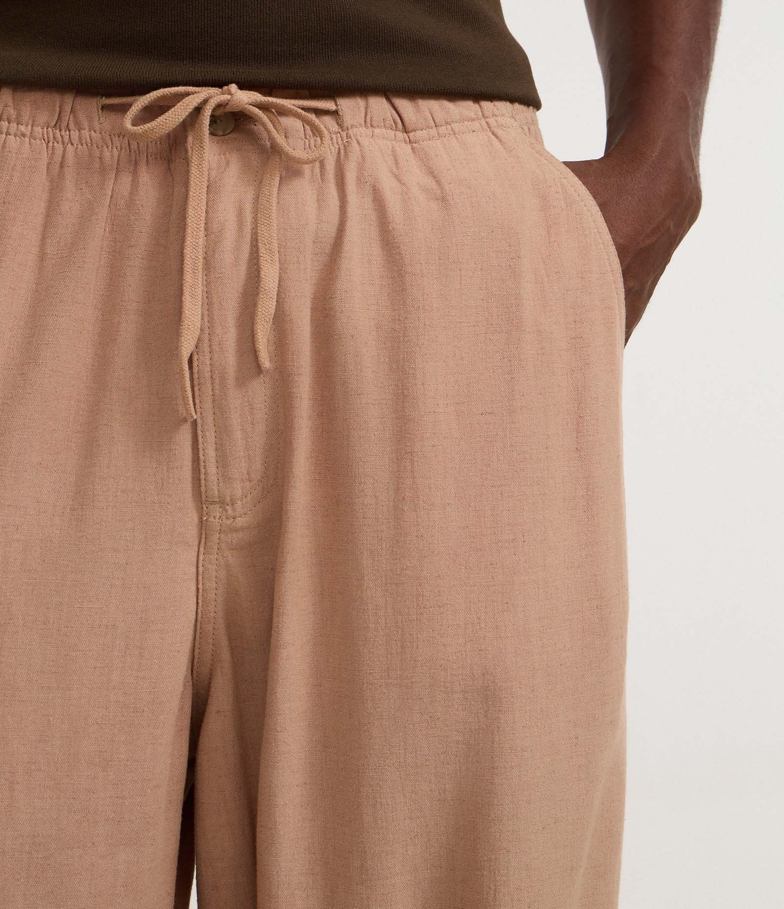 Calça Balloon em Viscolinho com Cós Elástico Bege 4