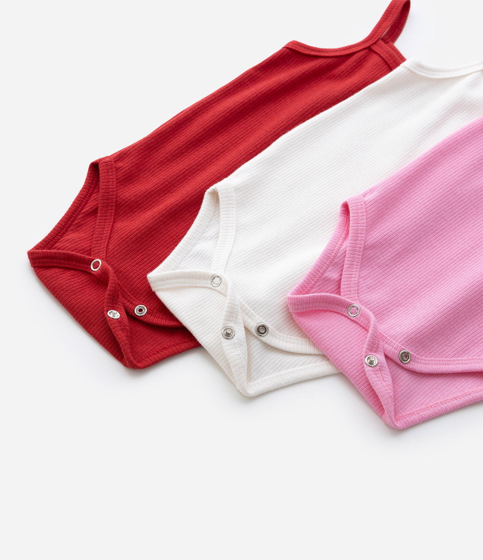 Kit 03 Bodies Infantis em Ribana com Lacinho - Tam 0 a 18 meses Vermelho/Rosa/Branco 6