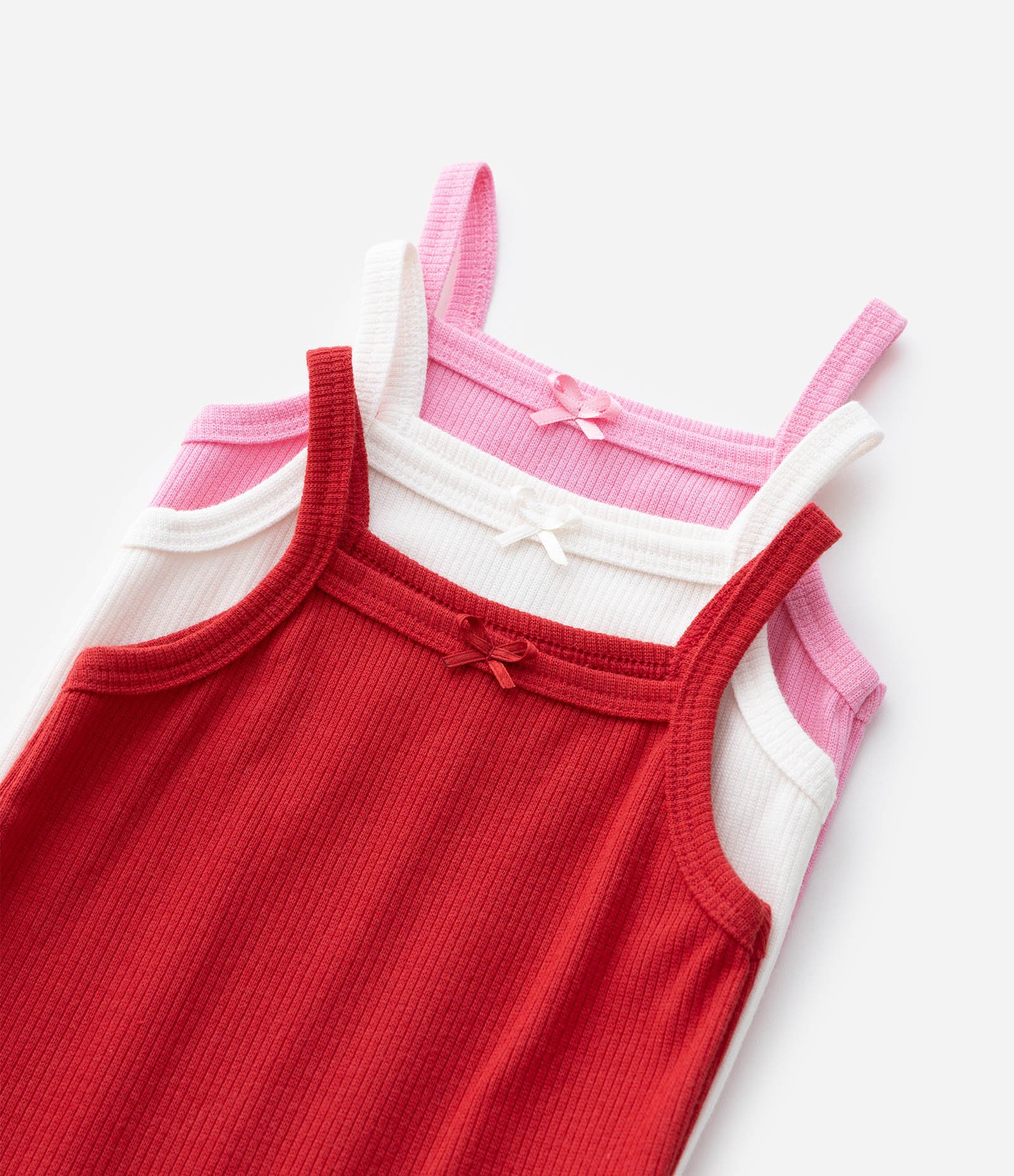 Kit 03 Bodies Infantis em Ribana com Lacinho - Tam 0 a 18 meses Vermelho/Rosa/Branco 7