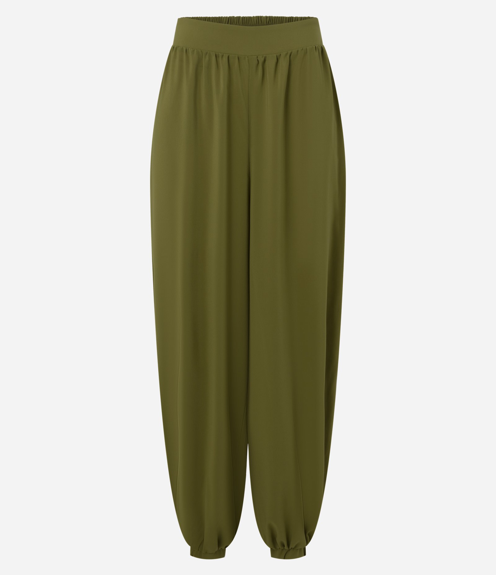 Calça Aladim em Crepe com Pregas e Cós Largo Verde 6