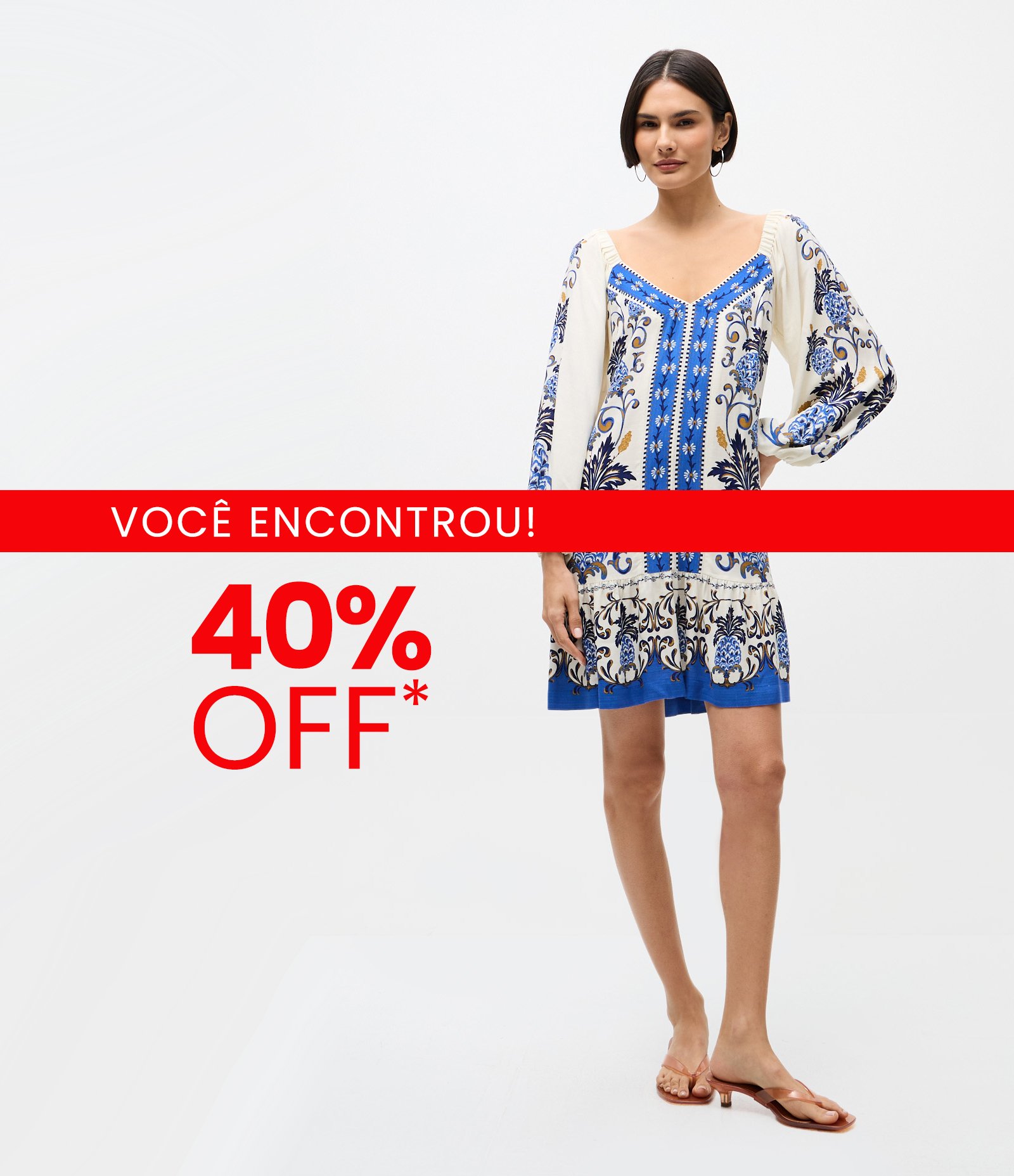 Vestido Curto Floral com Decote V Bege 1