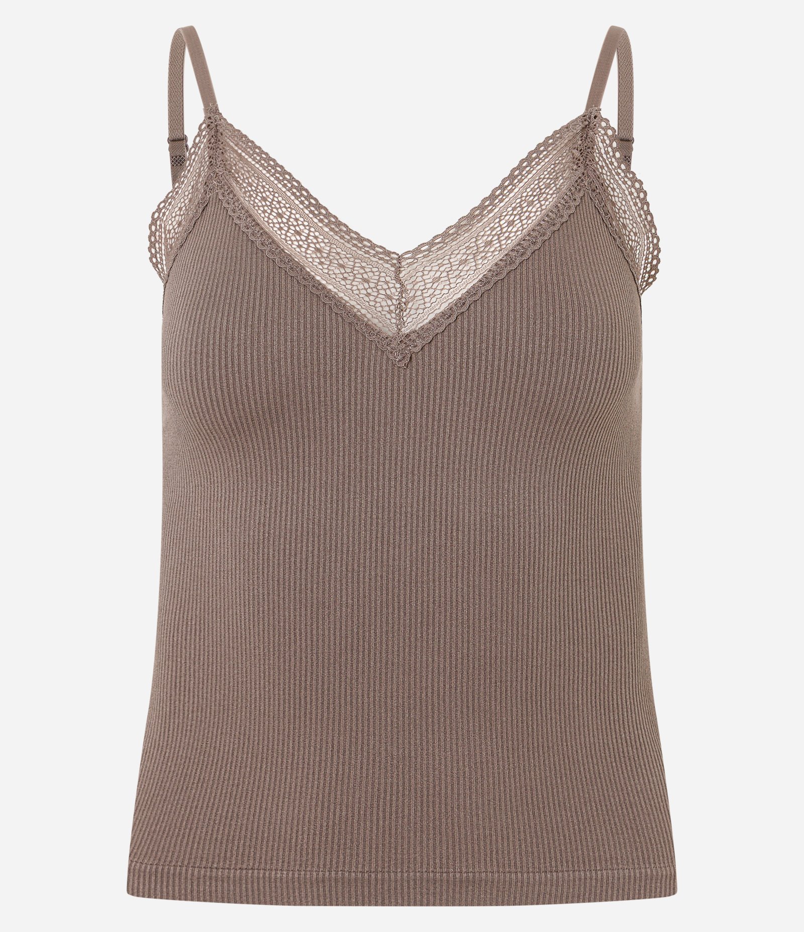 Blusa de Pijama Seamless com Rendinha Marrom 4