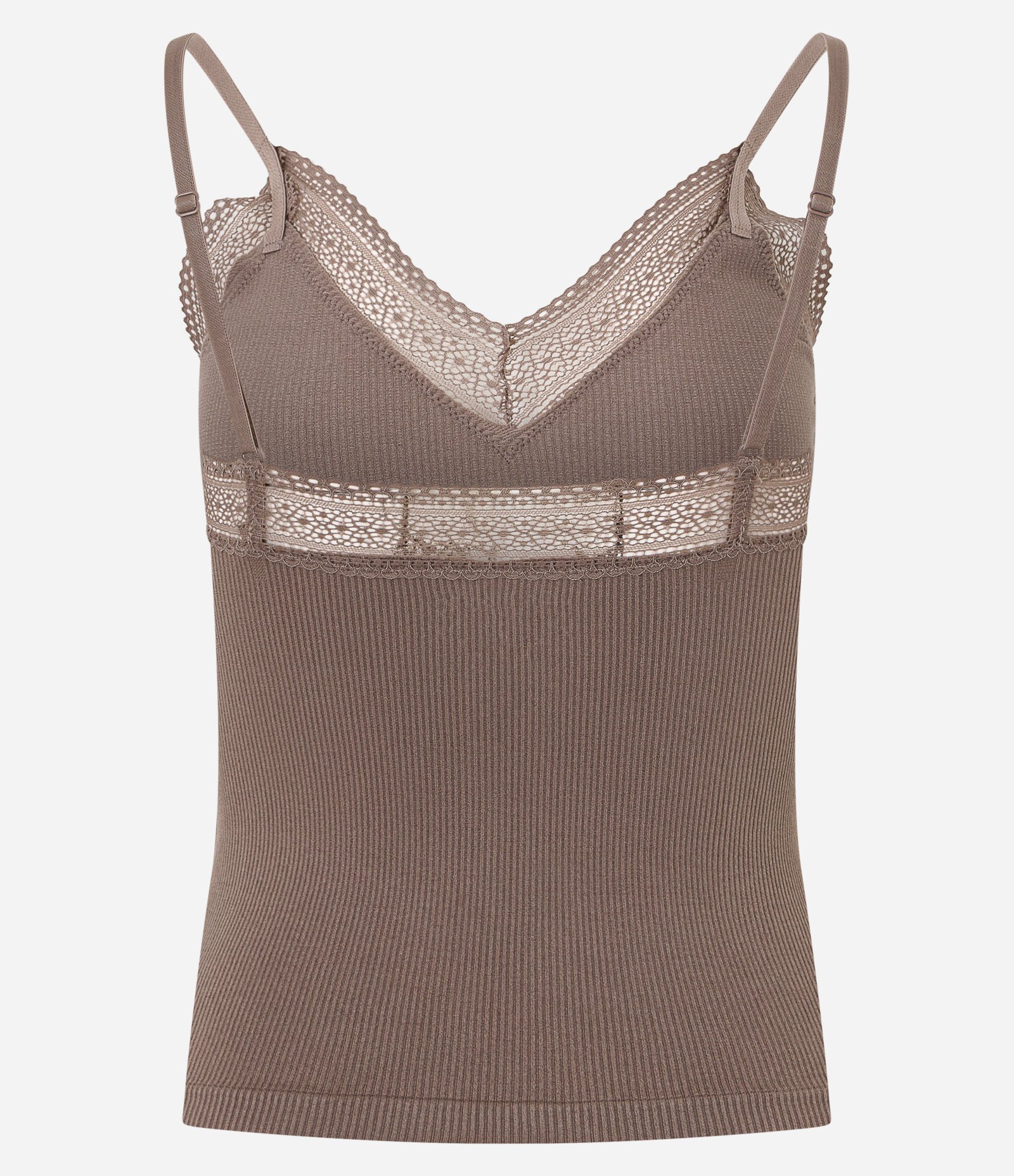 Blusa de Pijama Seamless com Rendinha Marrom 6