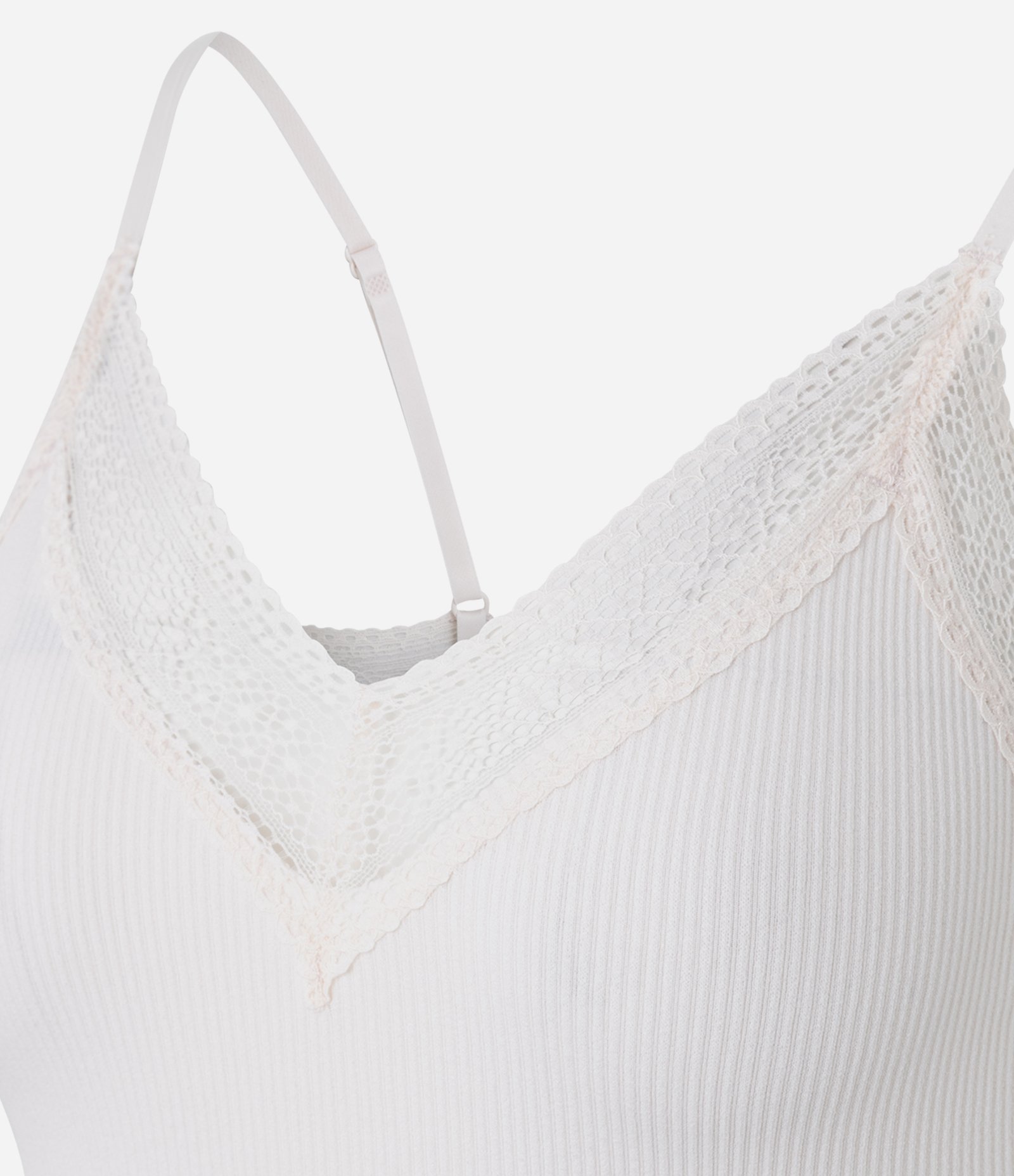 Blusa de Pijama Seamless com Rendinha Off White 5