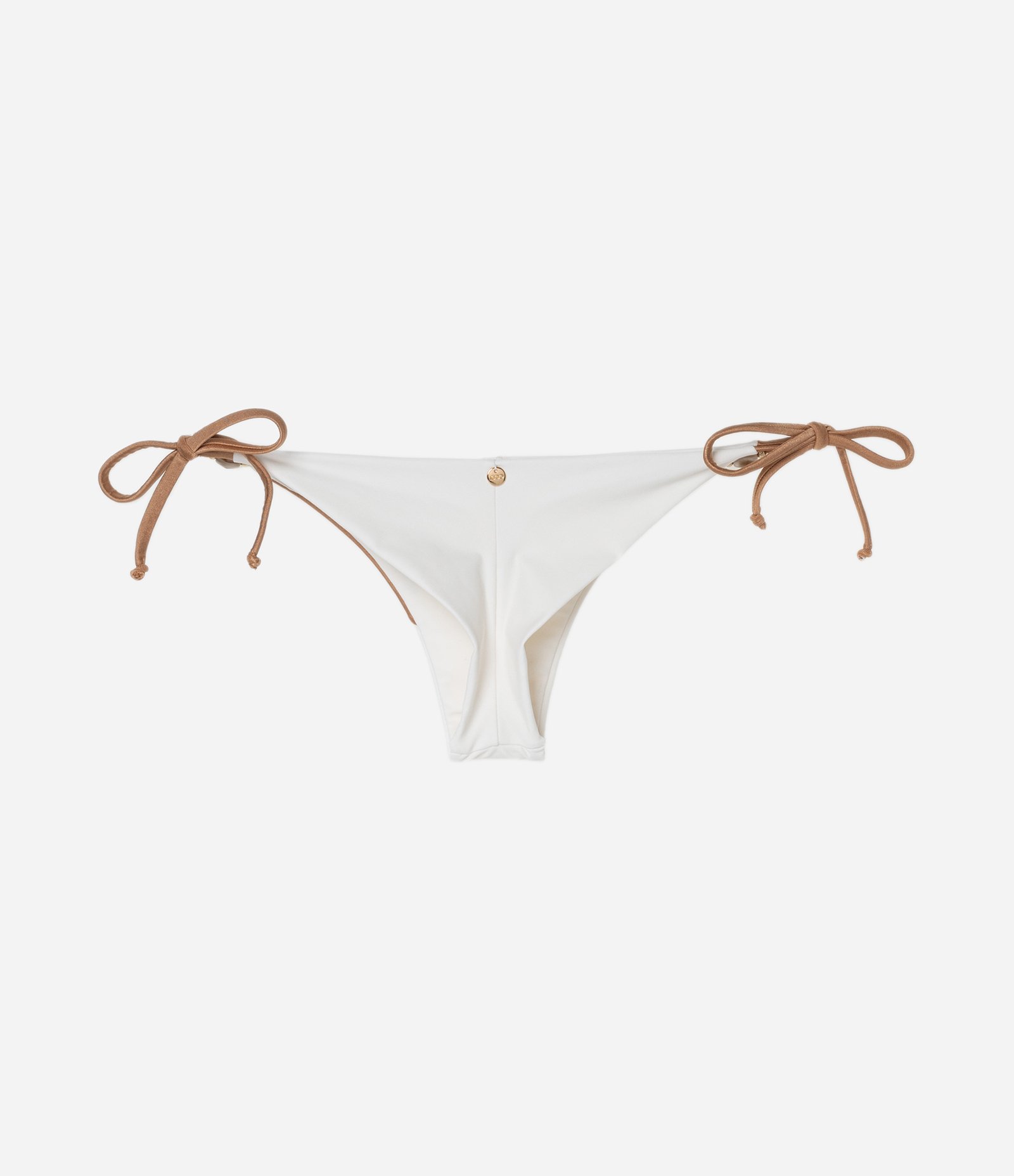 Biquíni Calcinha Lacinho Empina Bumbum com Bloco de Cor Branco/Marrom 6