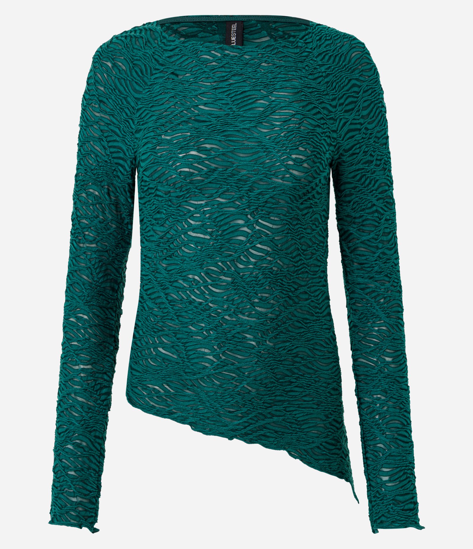 Blusa Manga Longa Texturizado com Barra Assimétrica Verde 5