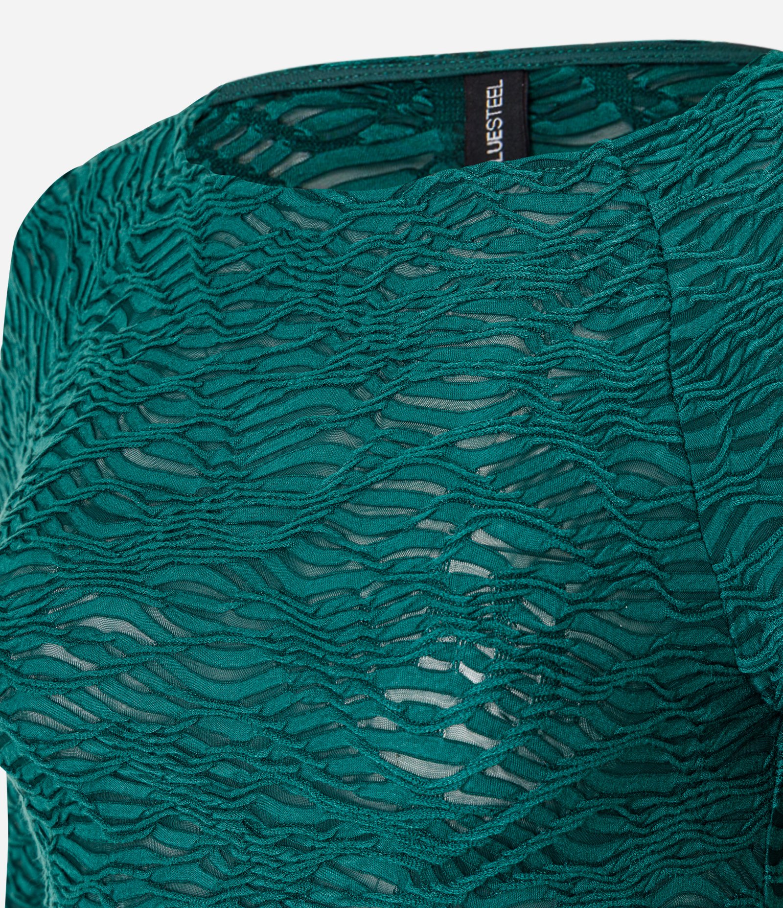 Blusa Manga Longa Texturizado com Barra Assimétrica Verde 6