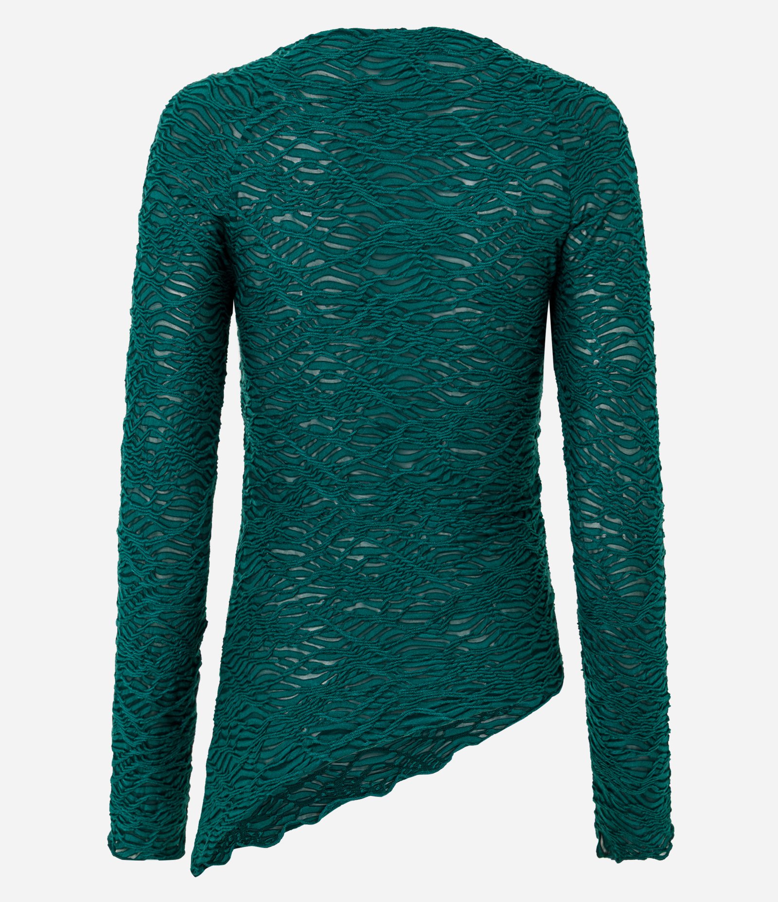 Blusa Manga Longa Texturizado com Barra Assimétrica Verde 7