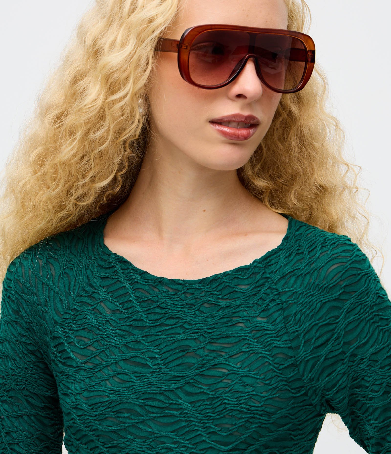 Blusa Manga Longa Texturizado com Barra Assimétrica Verde 4