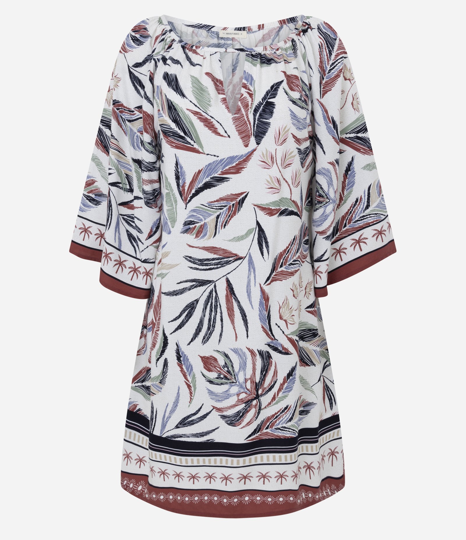 Vestido Curto com Manga Evasê e Estampa Tropical Branco 5