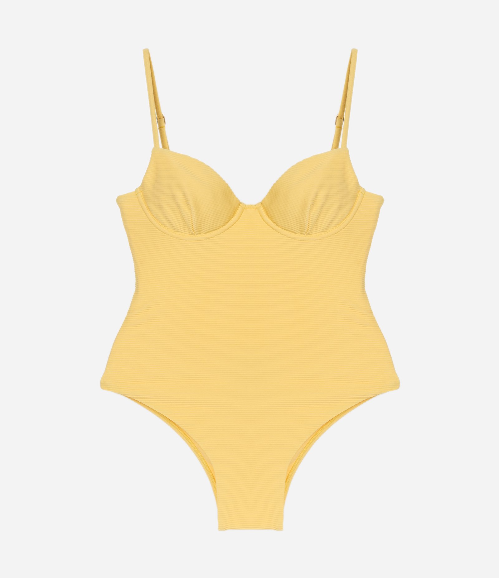 Maiô Meia Taça Texturizado em Microfibra com Alças Ajustáveis e Amarração nas Costas Amarelo 1