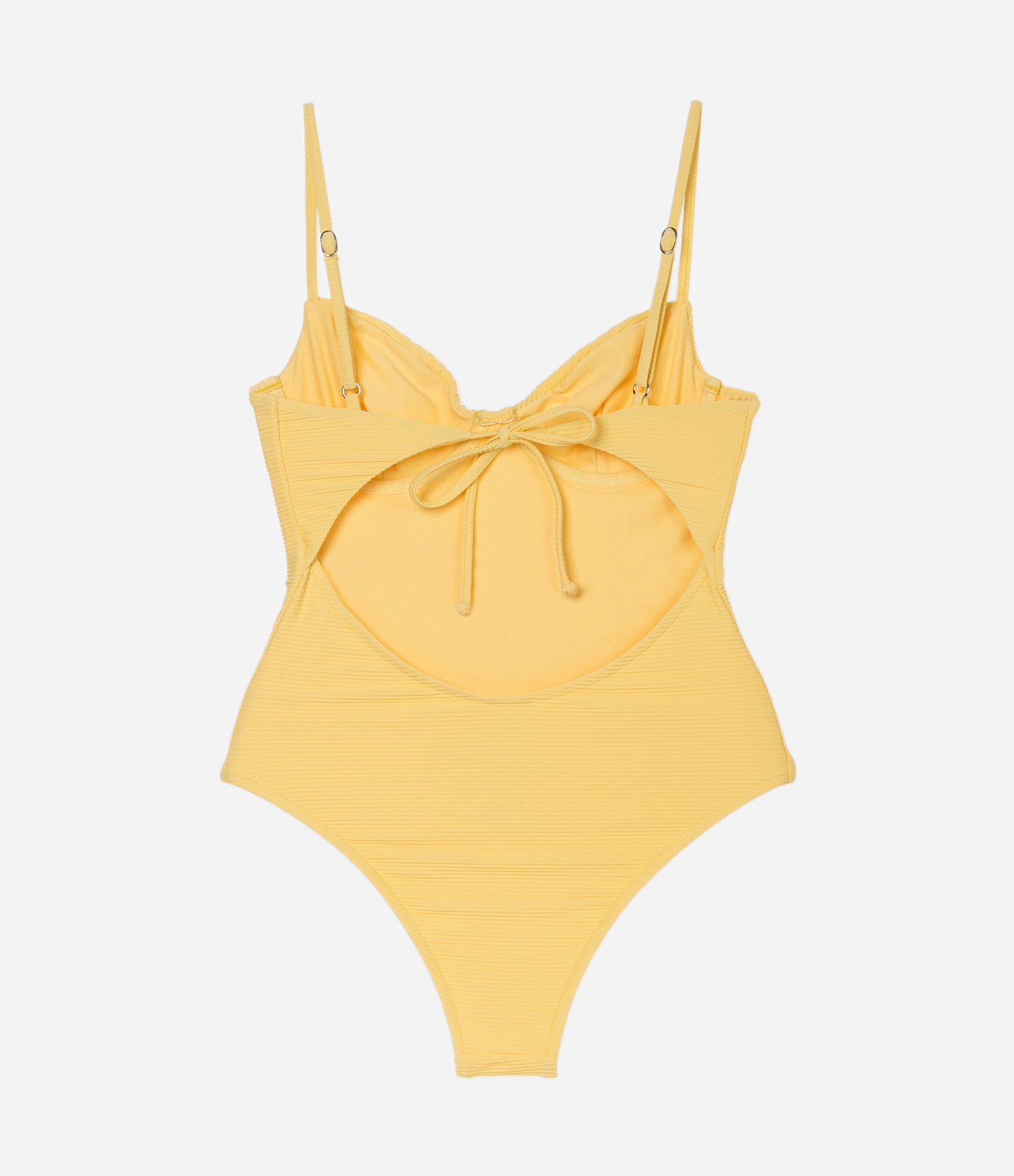 Maiô Meia Taça Texturizado em Microfibra com Alças Ajustáveis e Amarração nas Costas Amarelo 2
